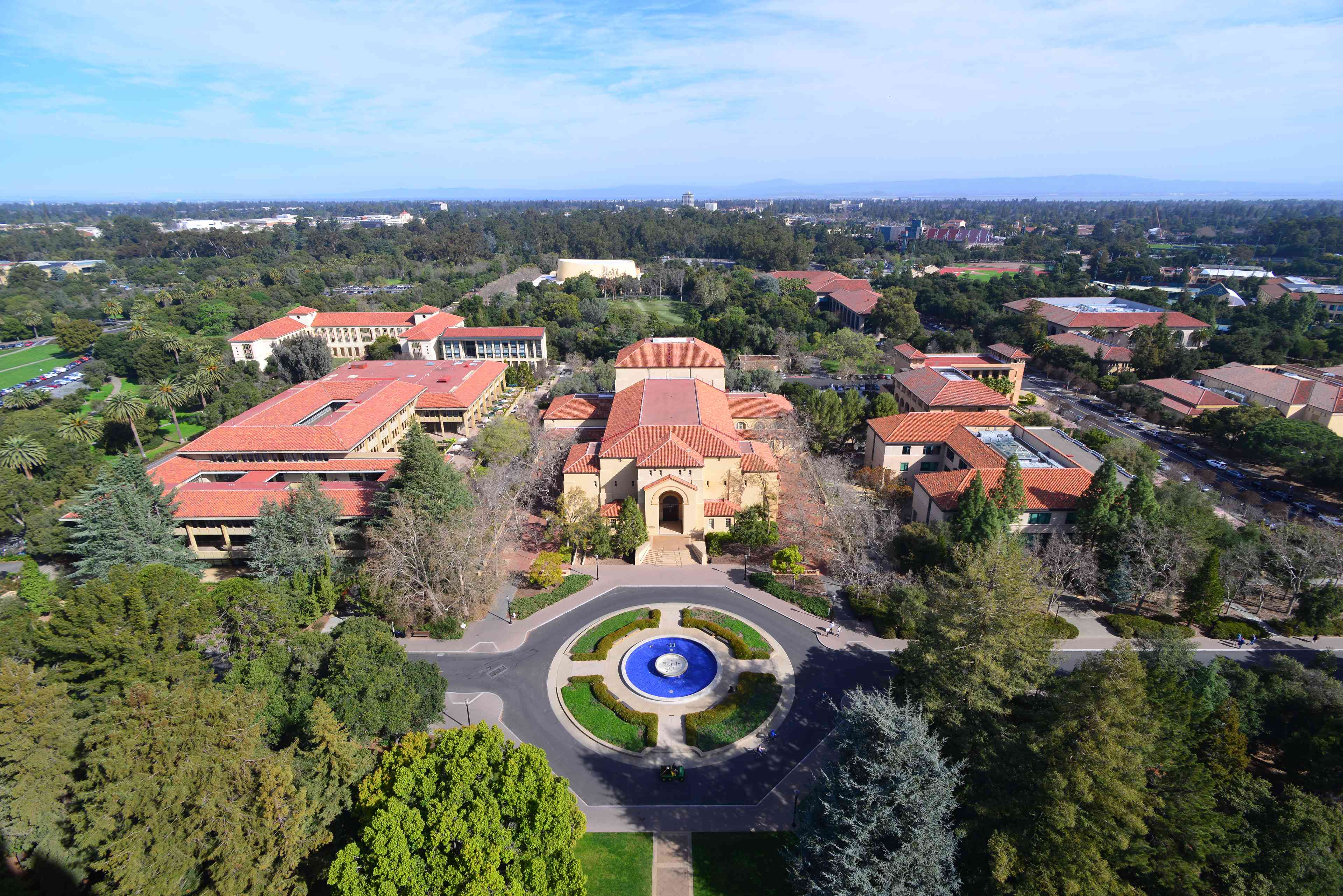 High angle shot of Stanford University, California, America background