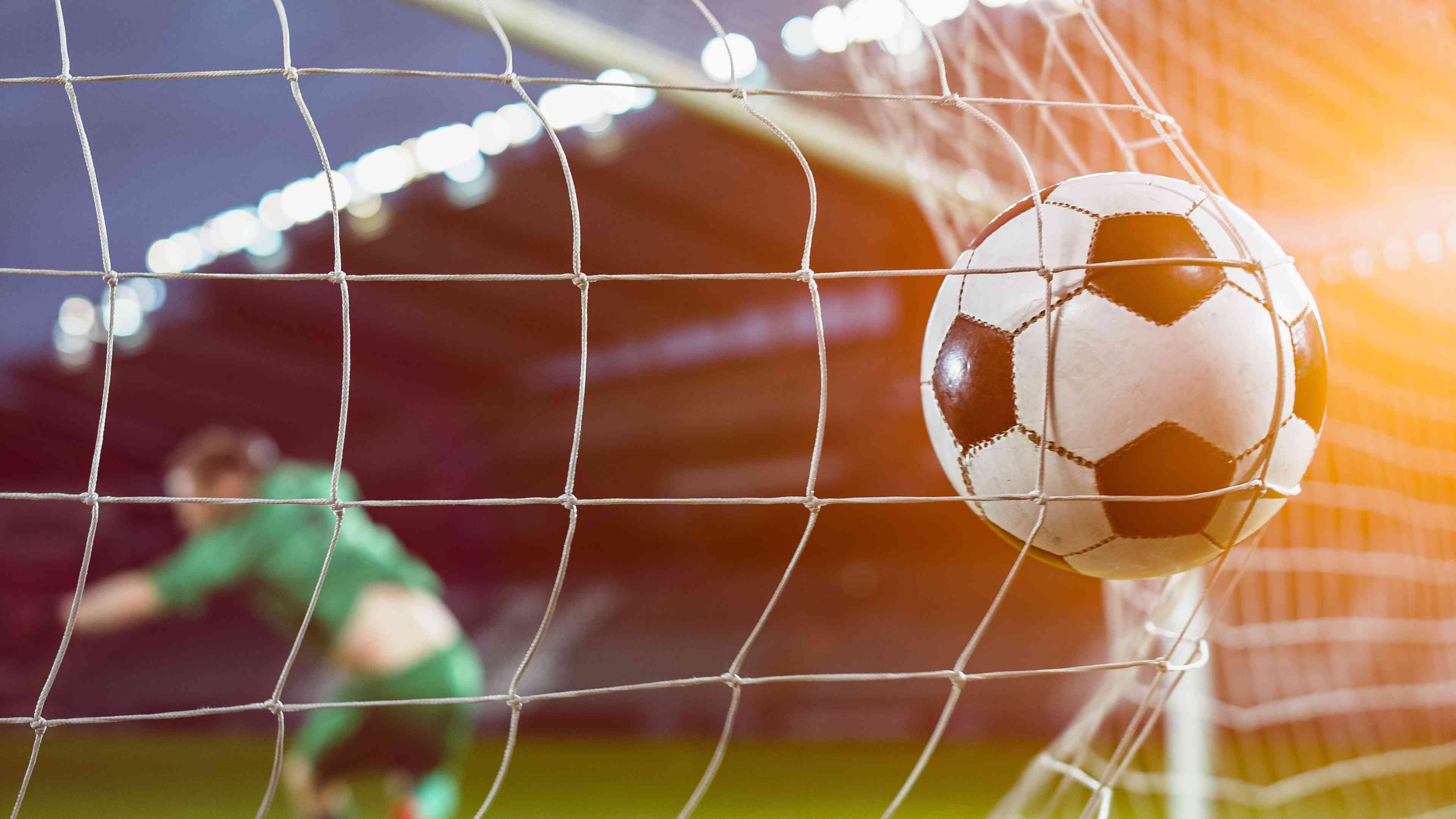 Illustrative: Goalkeeper Jumps and Fails to Protect Goals background