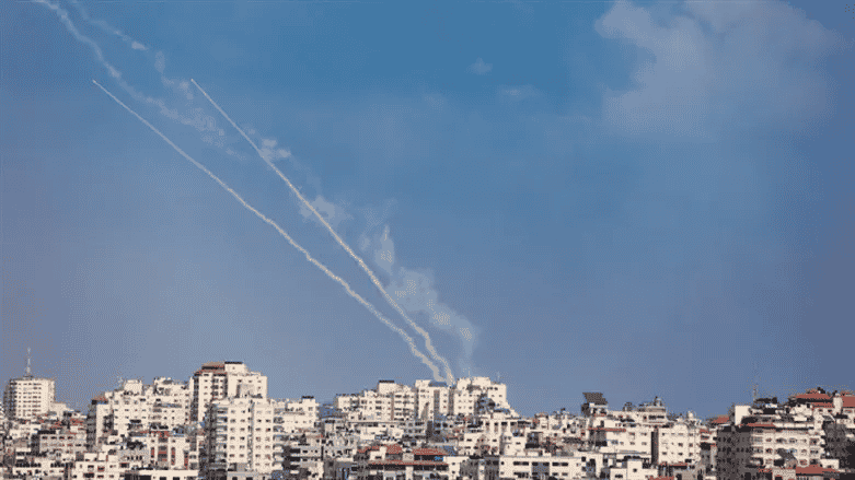 Missiles from Gaza background