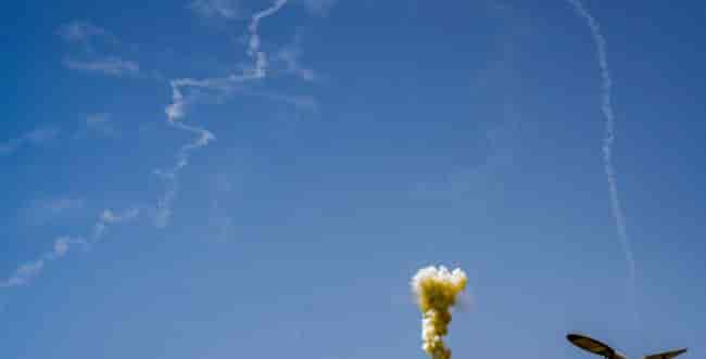 Projectiles in the north. Archive. background