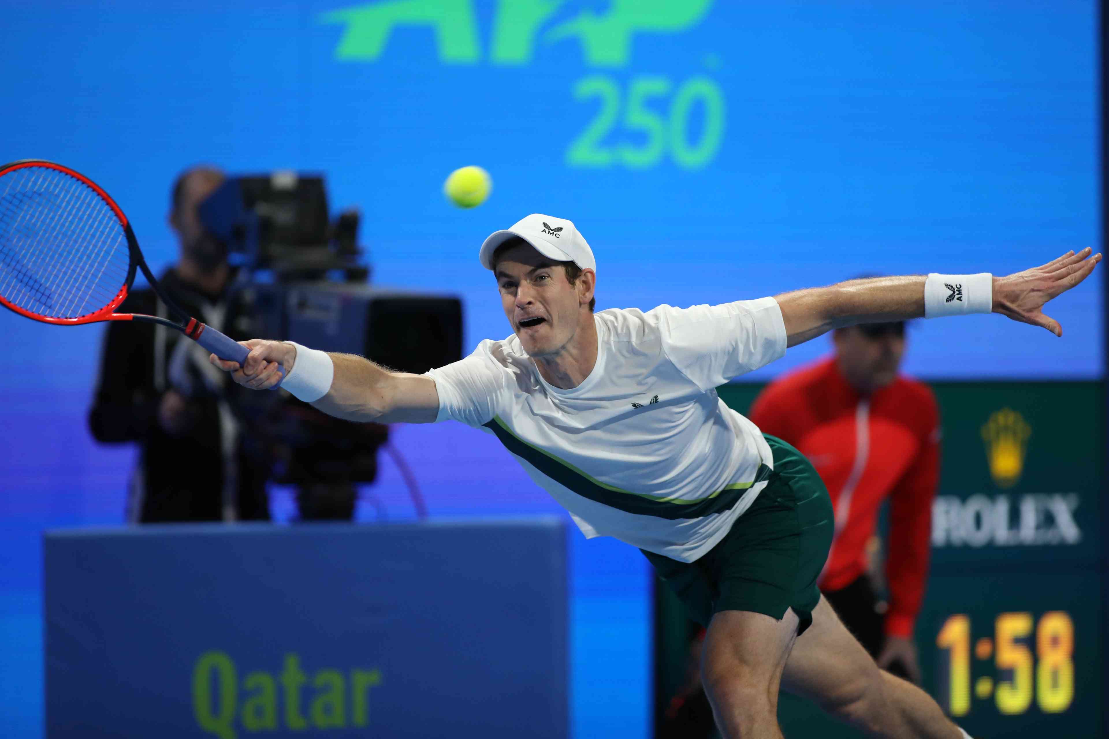 Andy Murray of Great Britain in action background