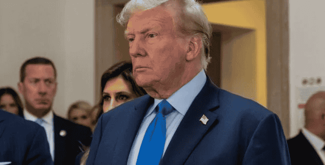 Still leading - albeit narrowly. Donald Trump. background