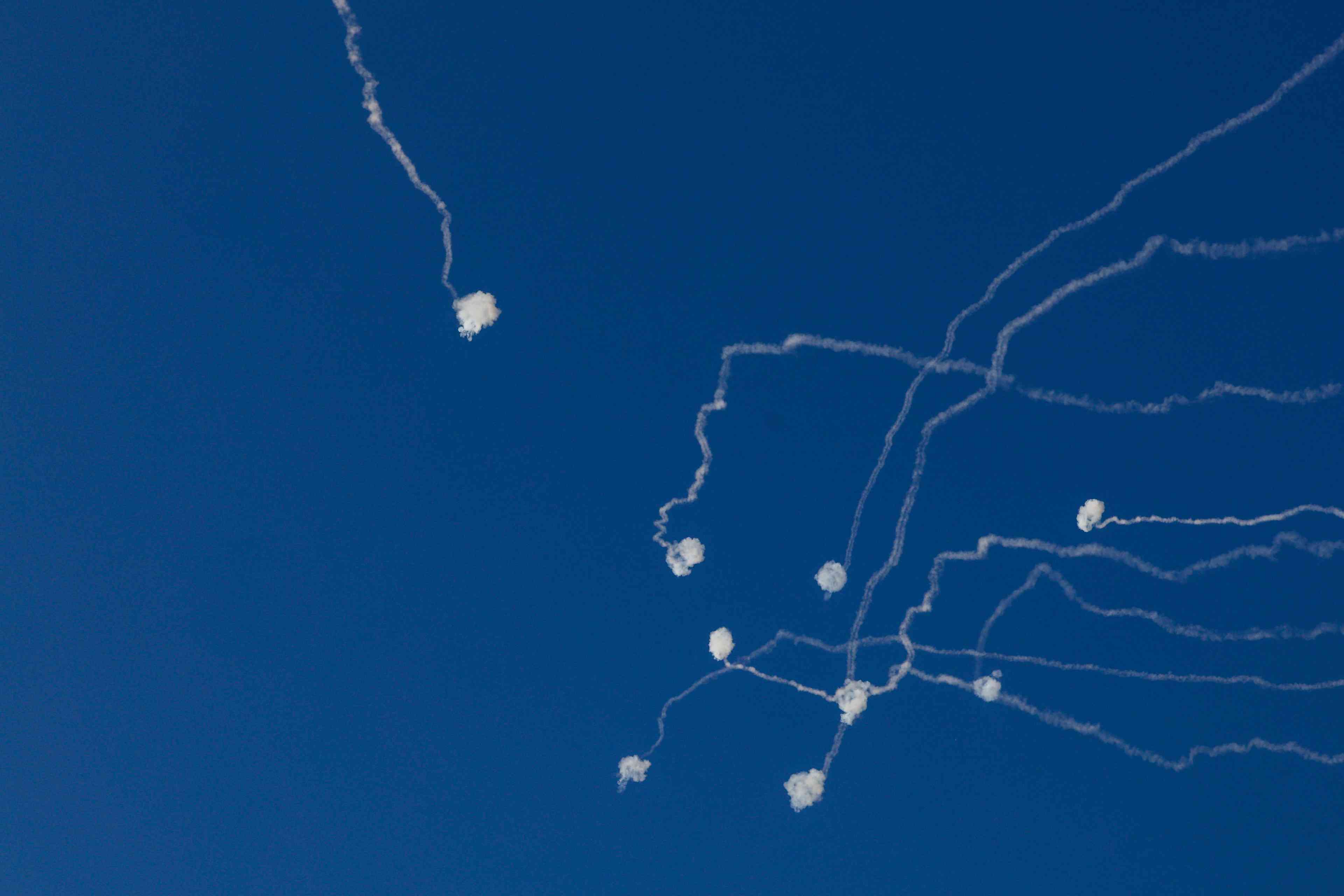 Intercepting Hezbollah rockets. Illustration. background