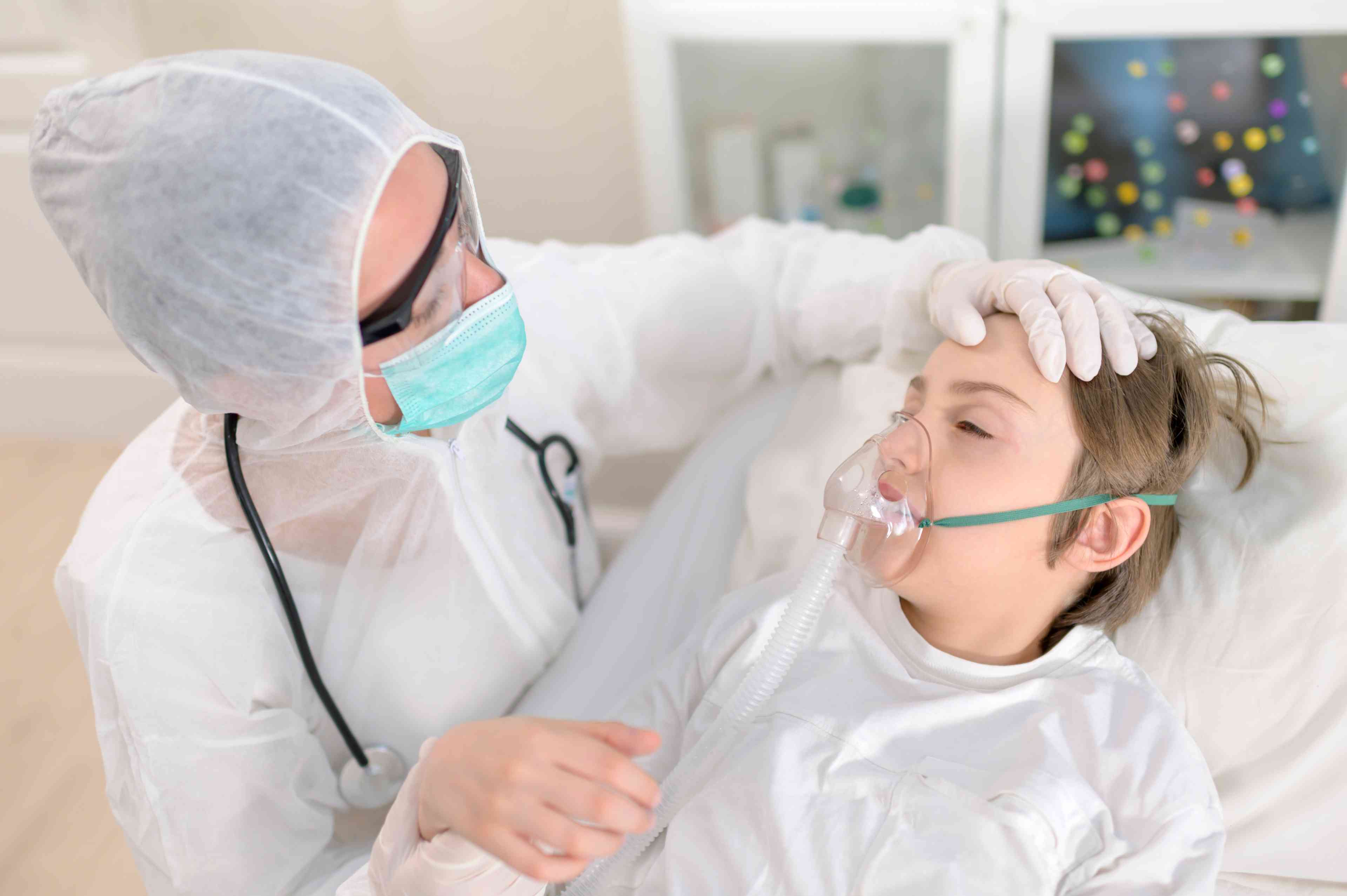 Doctor treats a child  background