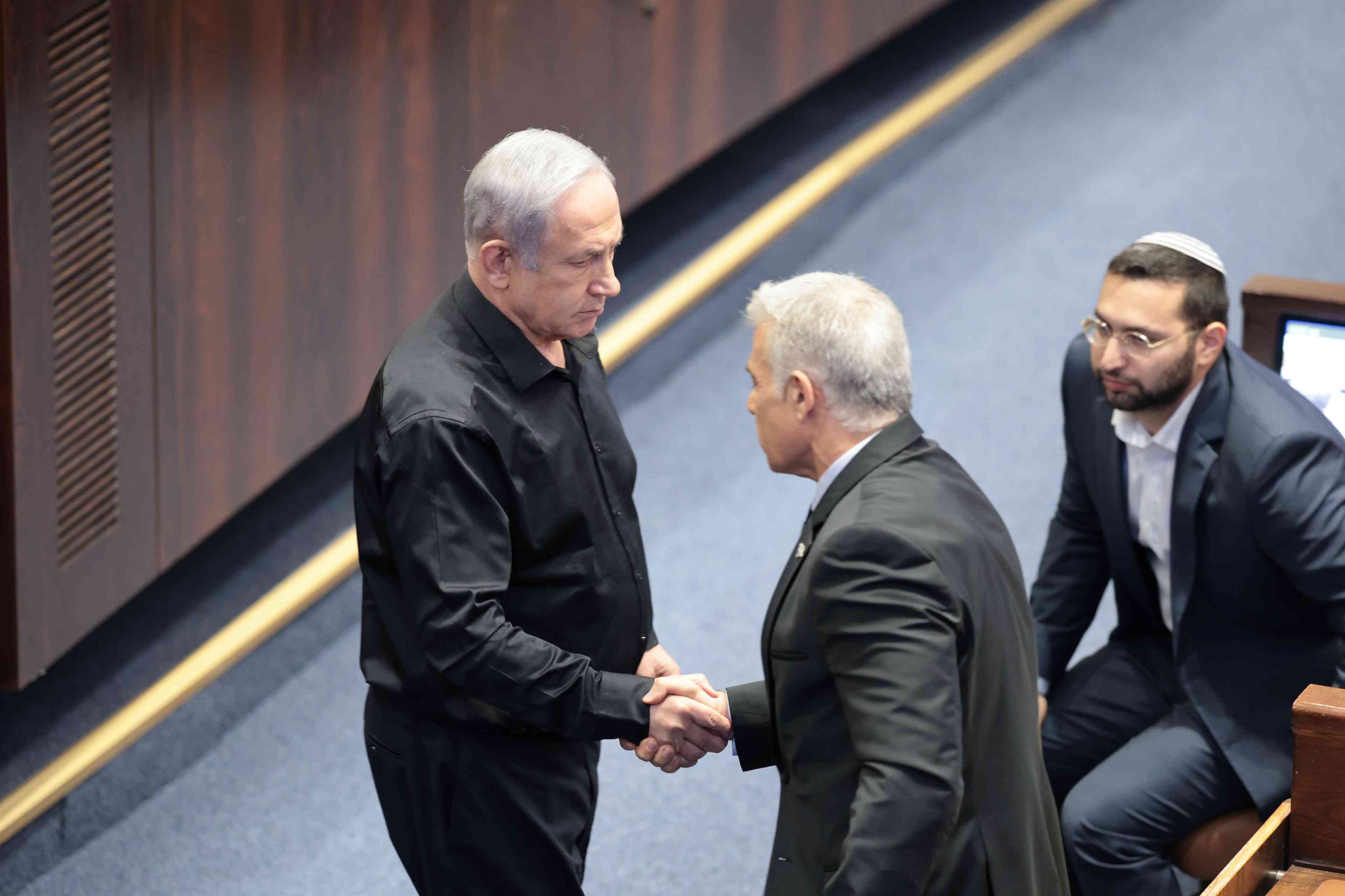 Netanyahu and Lapid. background