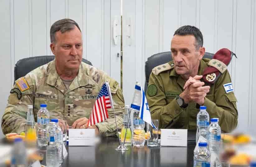 CENTCOM Commander General Michael Erik Kurilla met with IDF Chief of Staff Herzi Halevi in Israel background