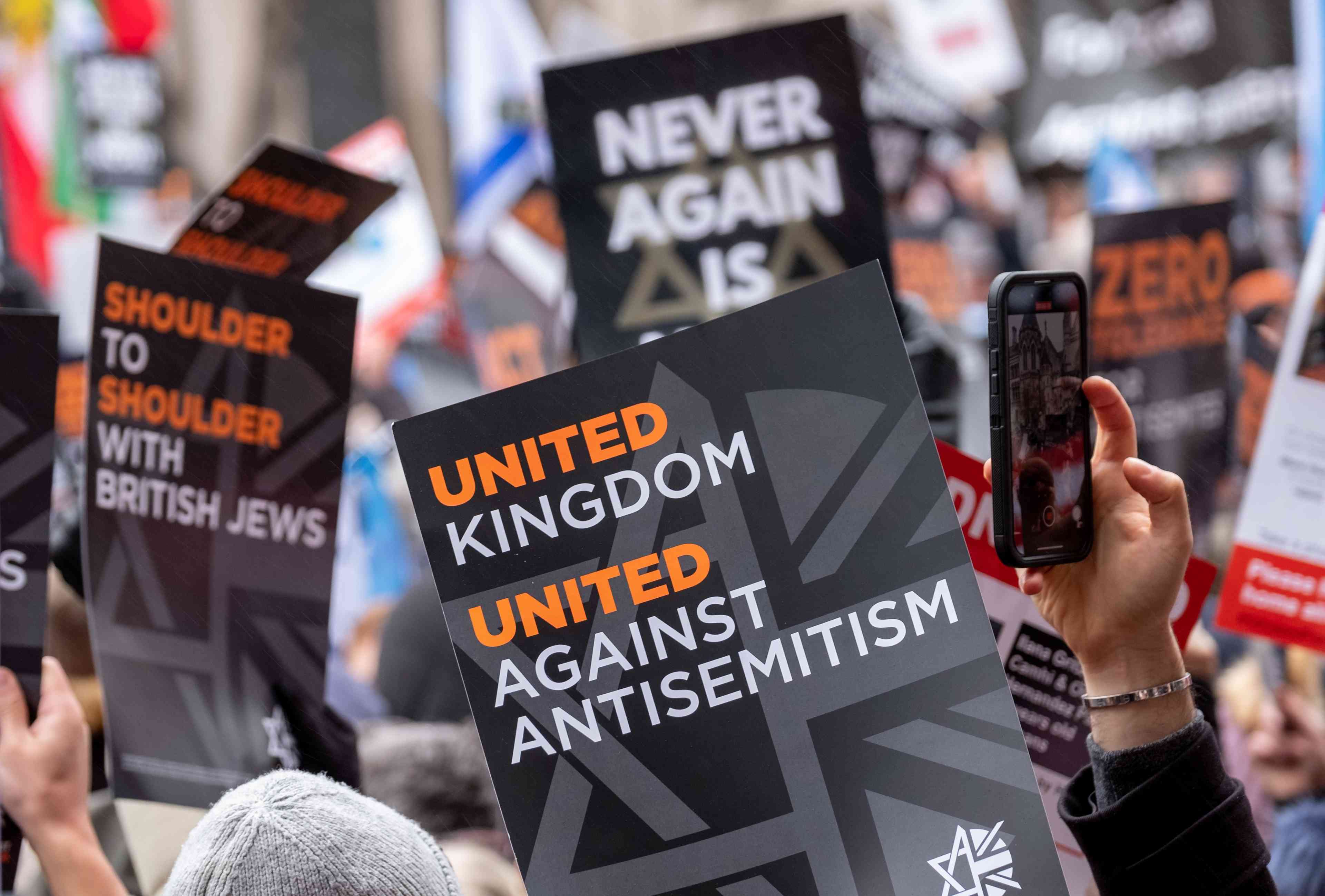 UK protests against anti-Semitism background