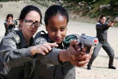 Shooting practice of all-female Israeli Border Police unit background