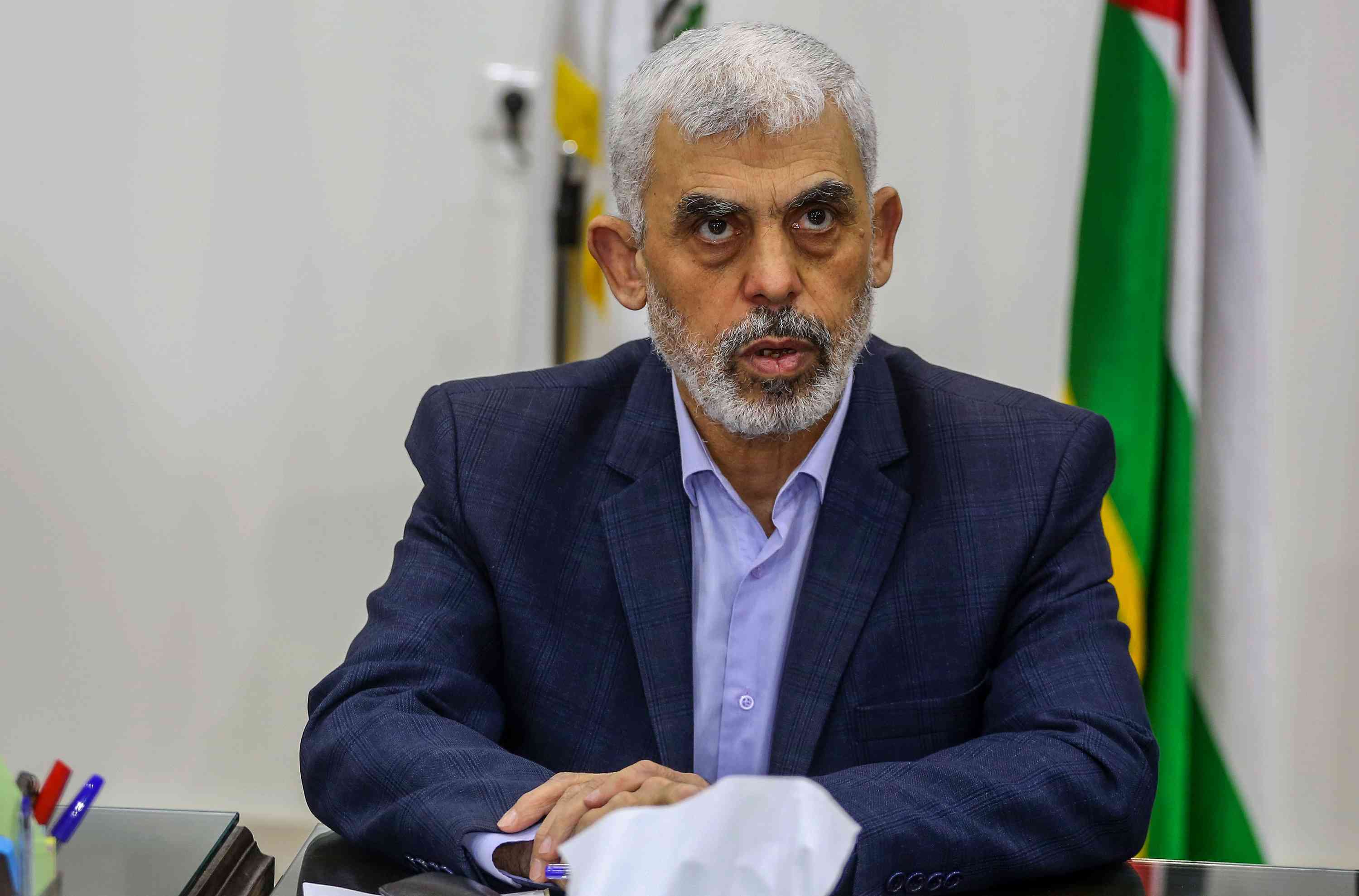 Increasingly cornered. Yahya Sinwar. background