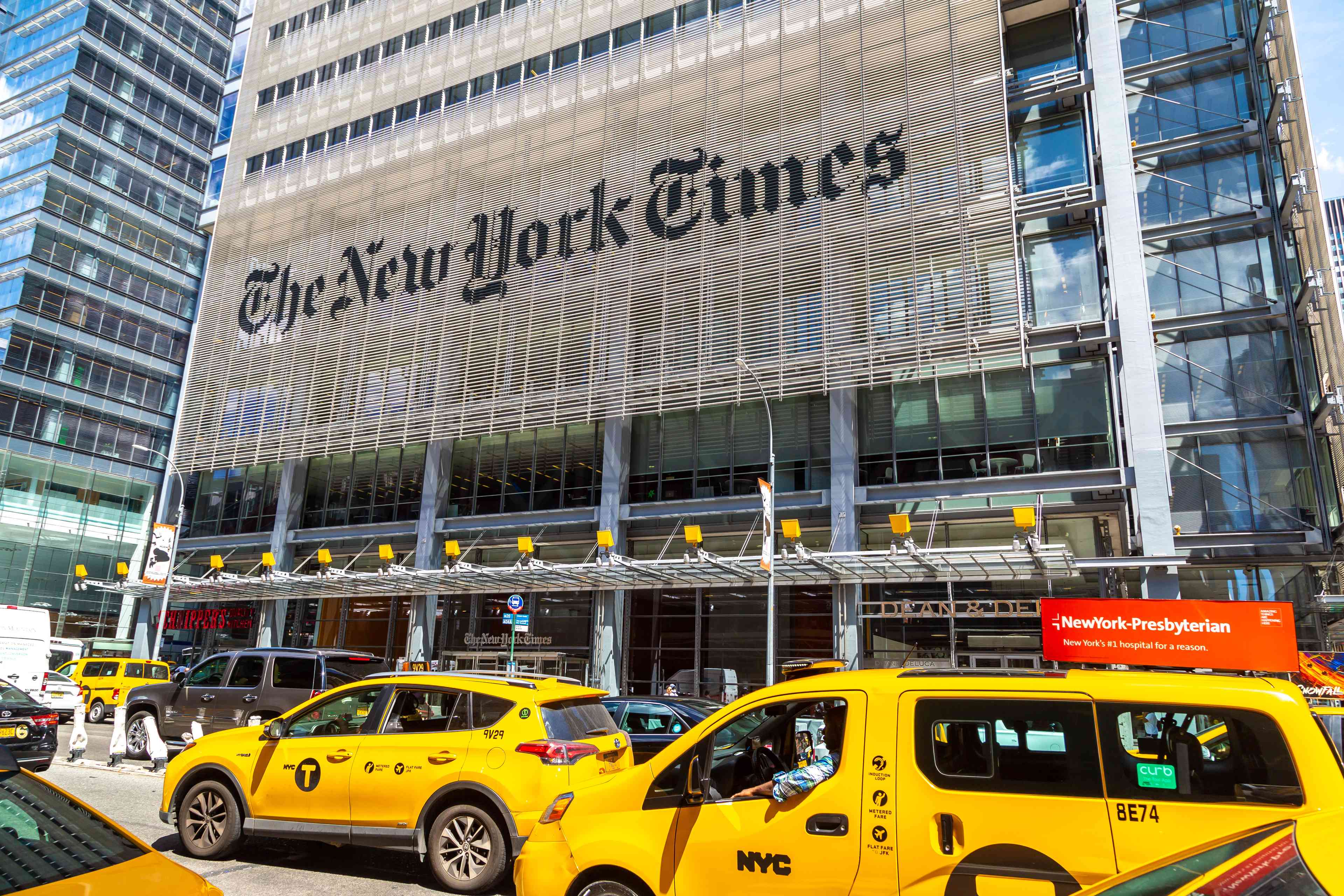 The New York Times Building in Manhattan, New York City background