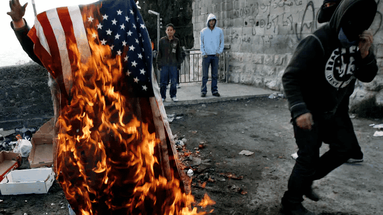 Burning US flag background