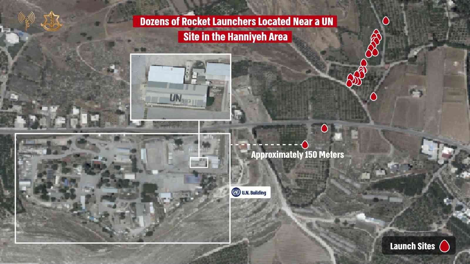 Rocket launchers near civilian areas. background