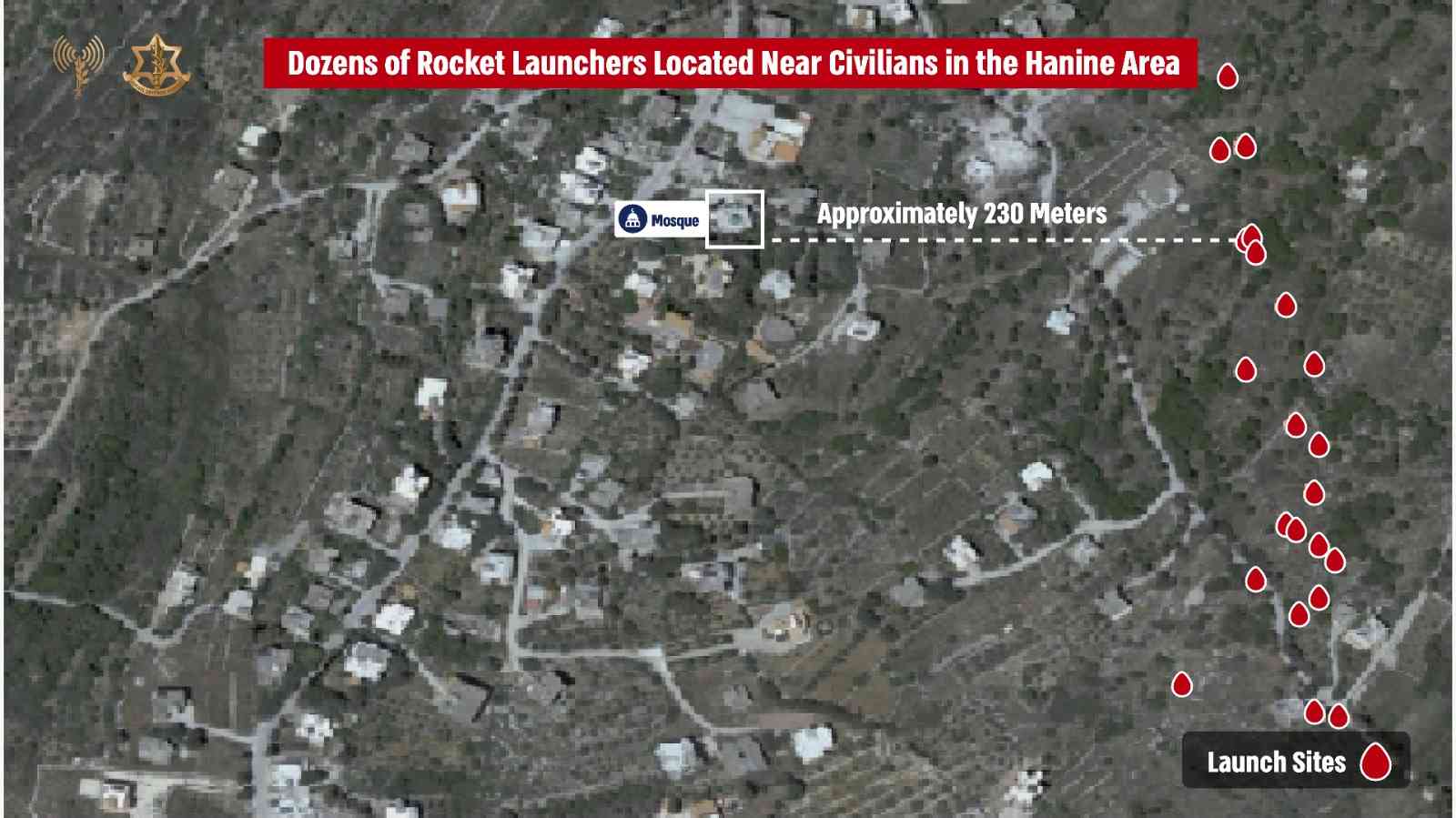Rocket launchers near civilian areas. background