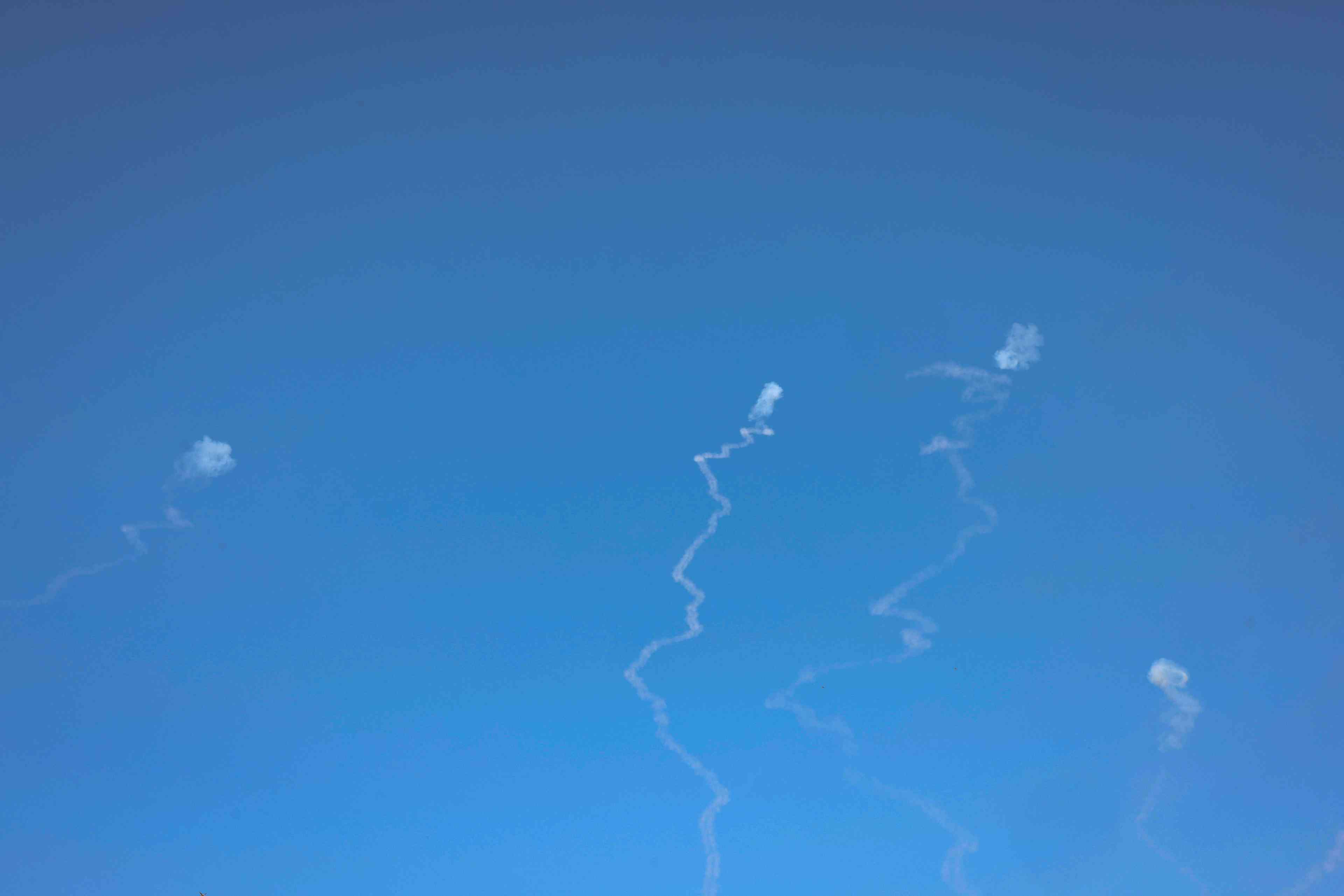 Rocket interception over north. Illustration. background
