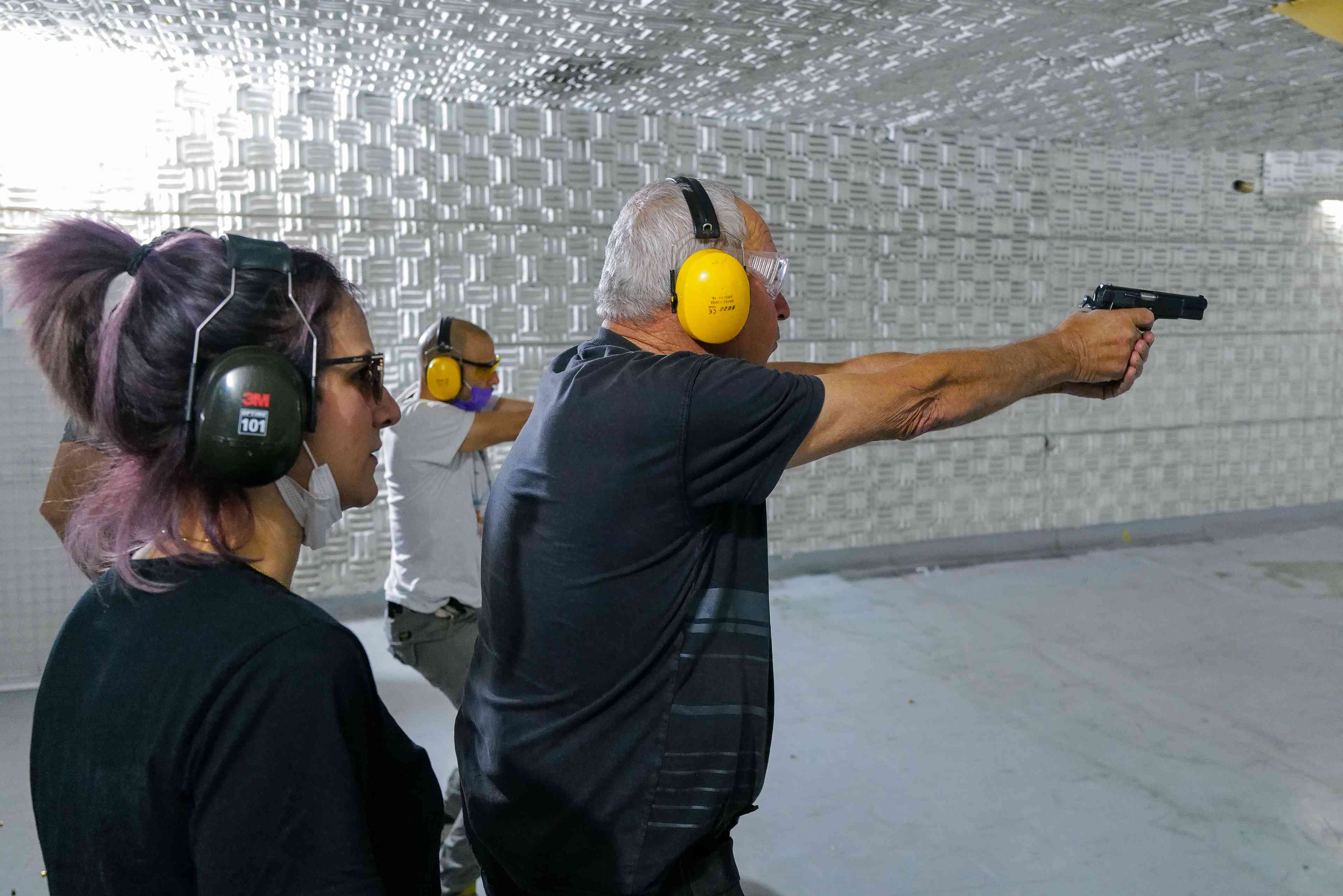 Israeli Jews at the gun range. background