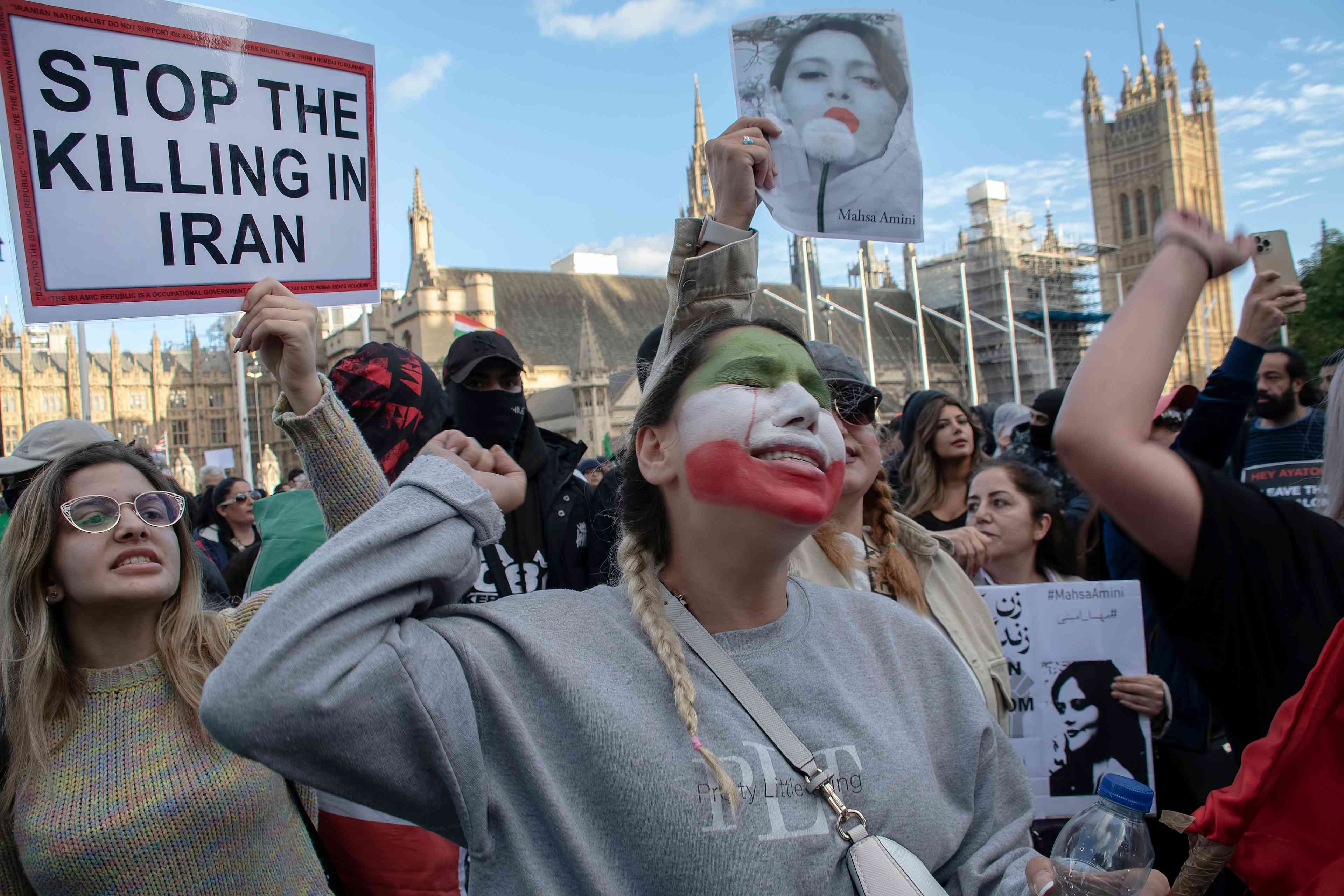 Protest against Iranian regime. background