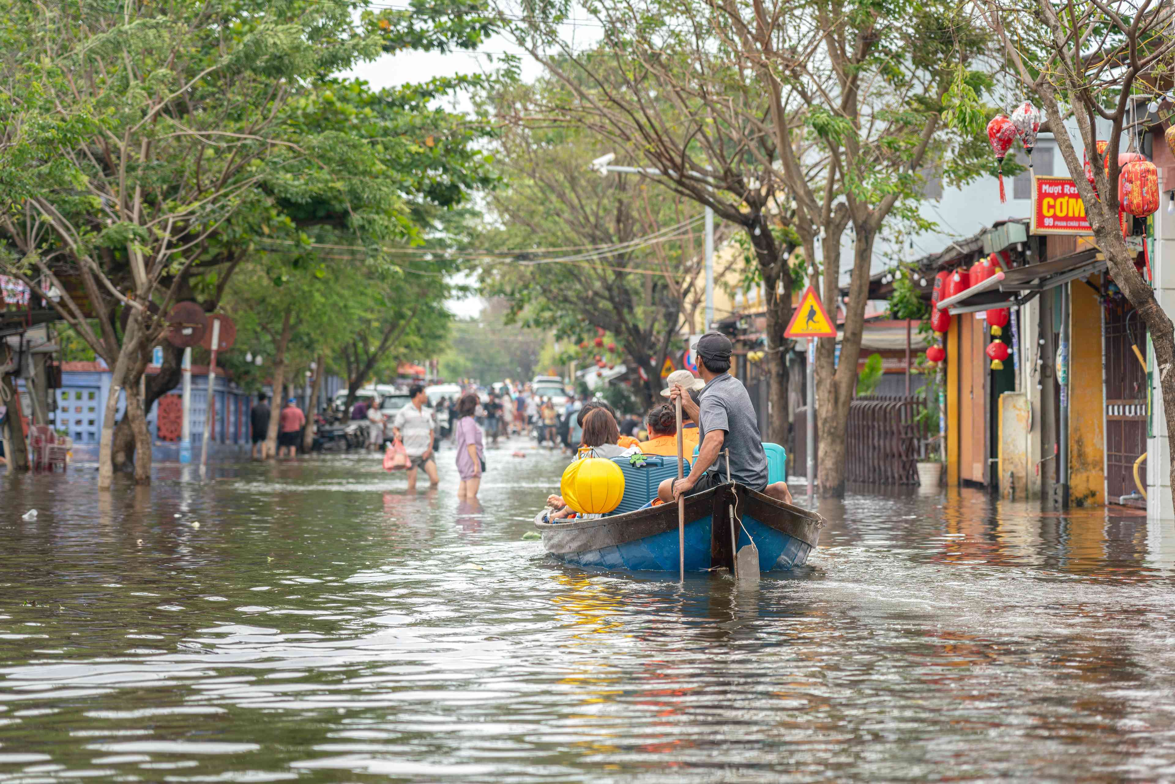 After a typhoon in Hanoi background