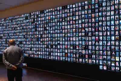 Pictures of people murdered during the October 7 massacre  background