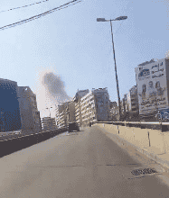 Smoke from Beirut strike. background
