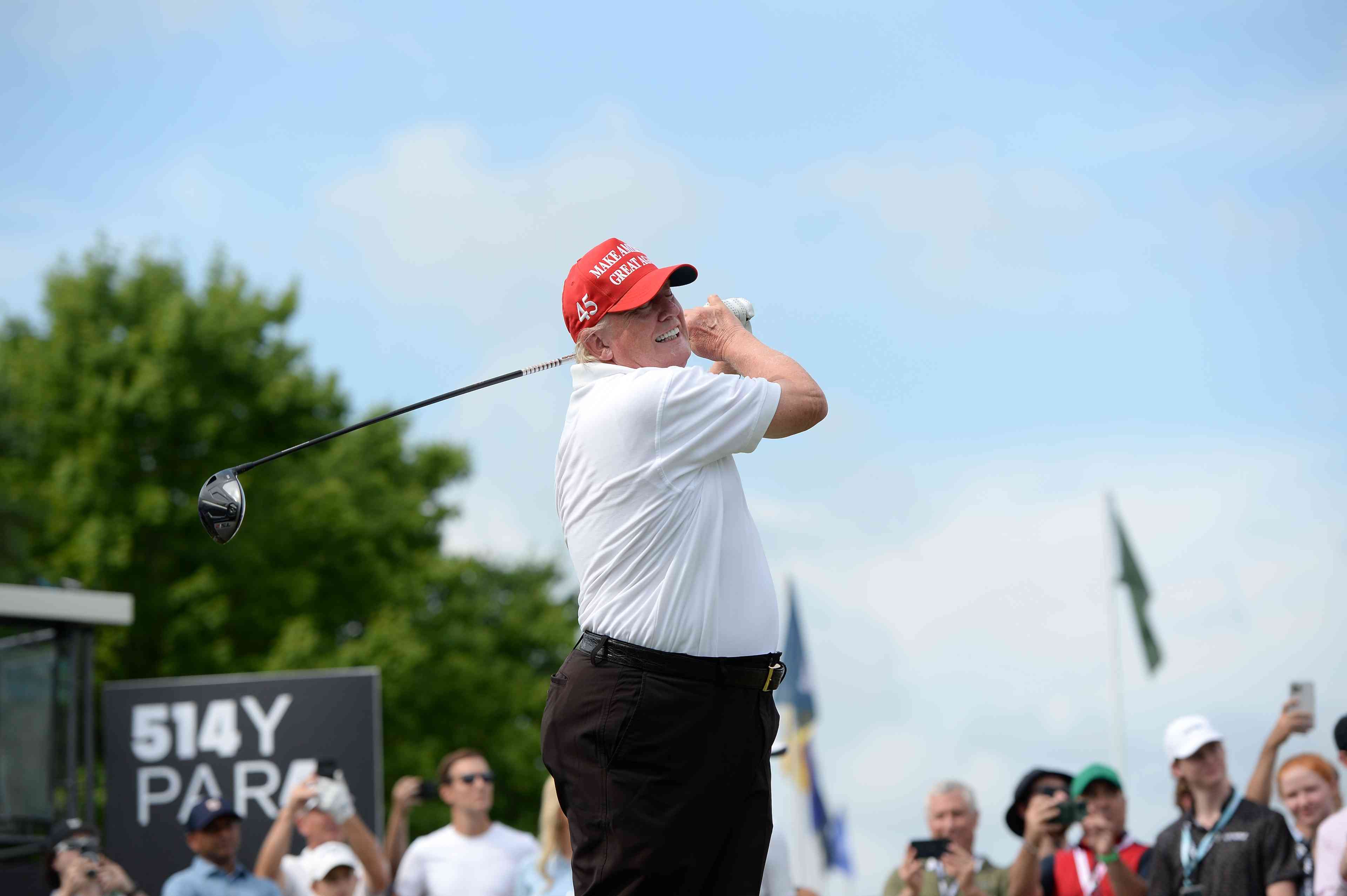 Donald Trump playing golf background
