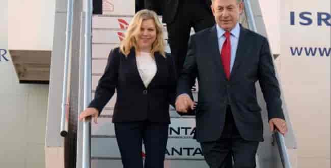 Benjamin Netanyahu and his wife Sara background