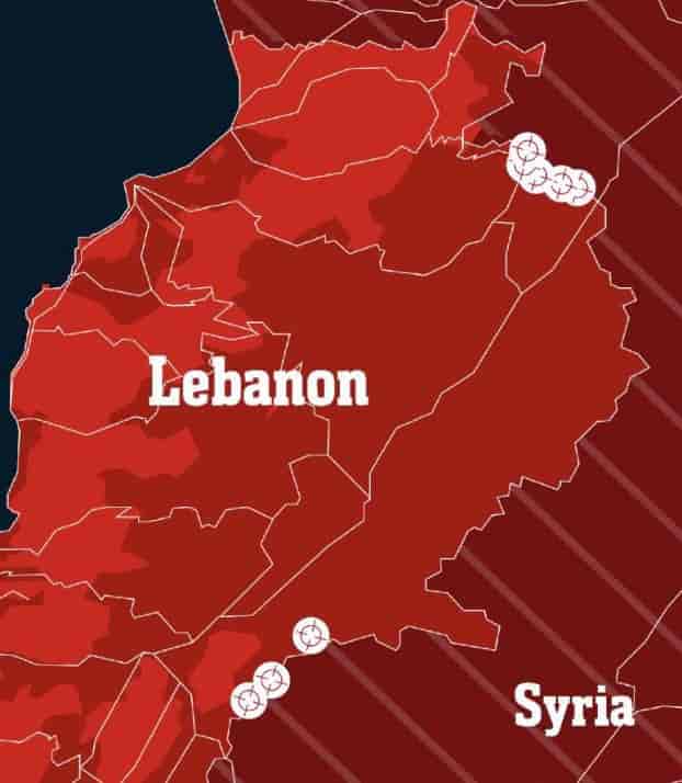 Striking targets along the border. background