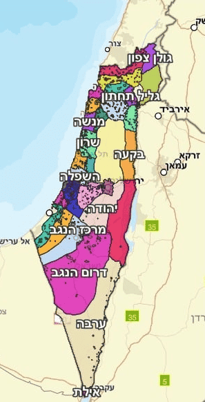 IDF Rear Command map of the country. background