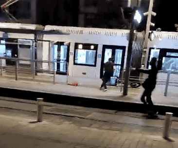 Terrorists attacking light rail. background