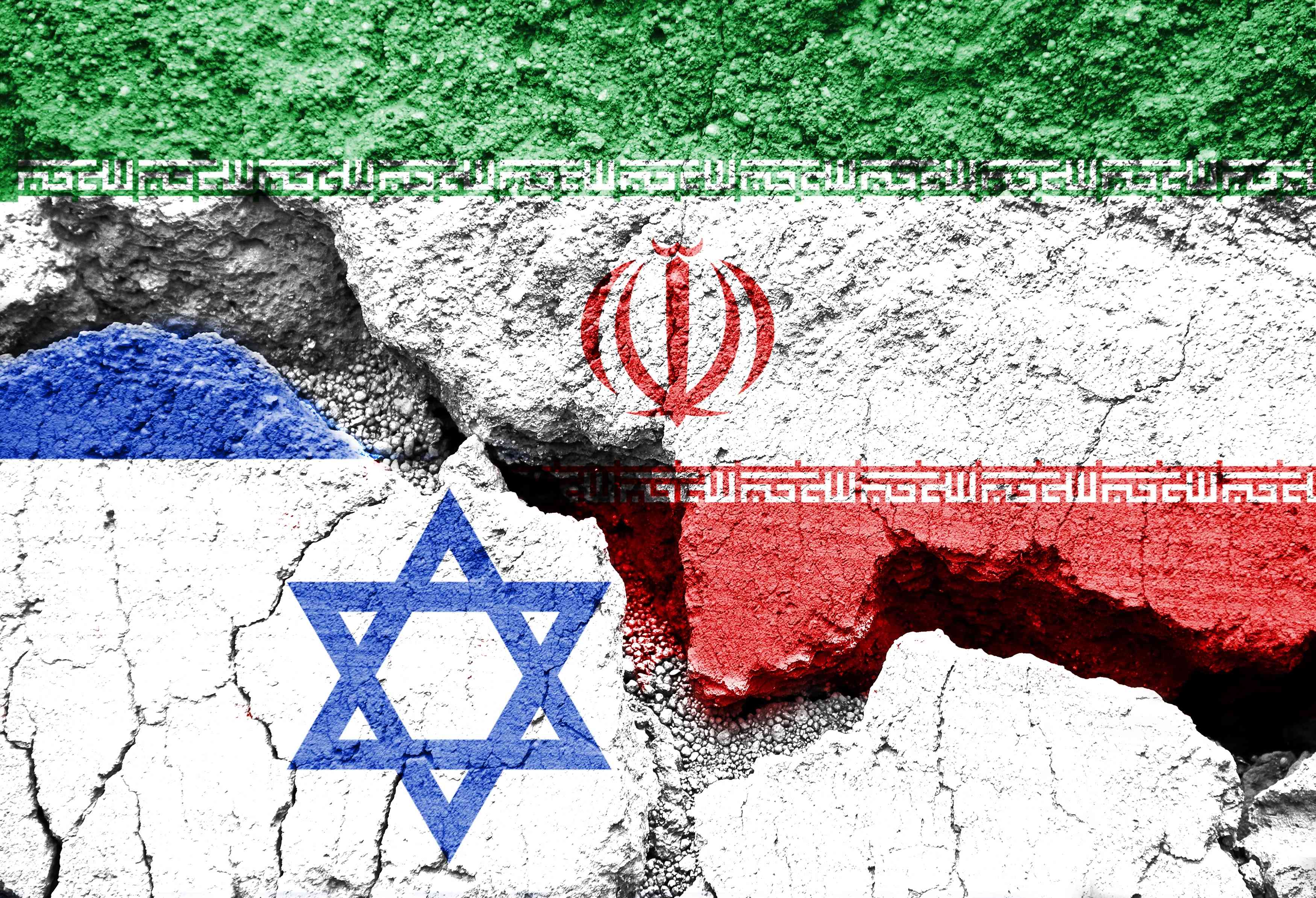 Israel vs. Iran. Illustration. background