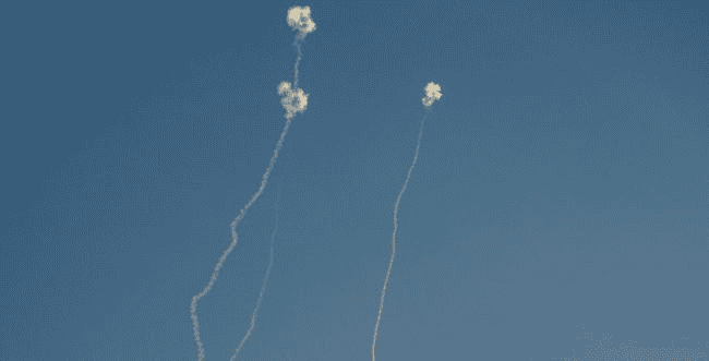 Rockets being intercepted background