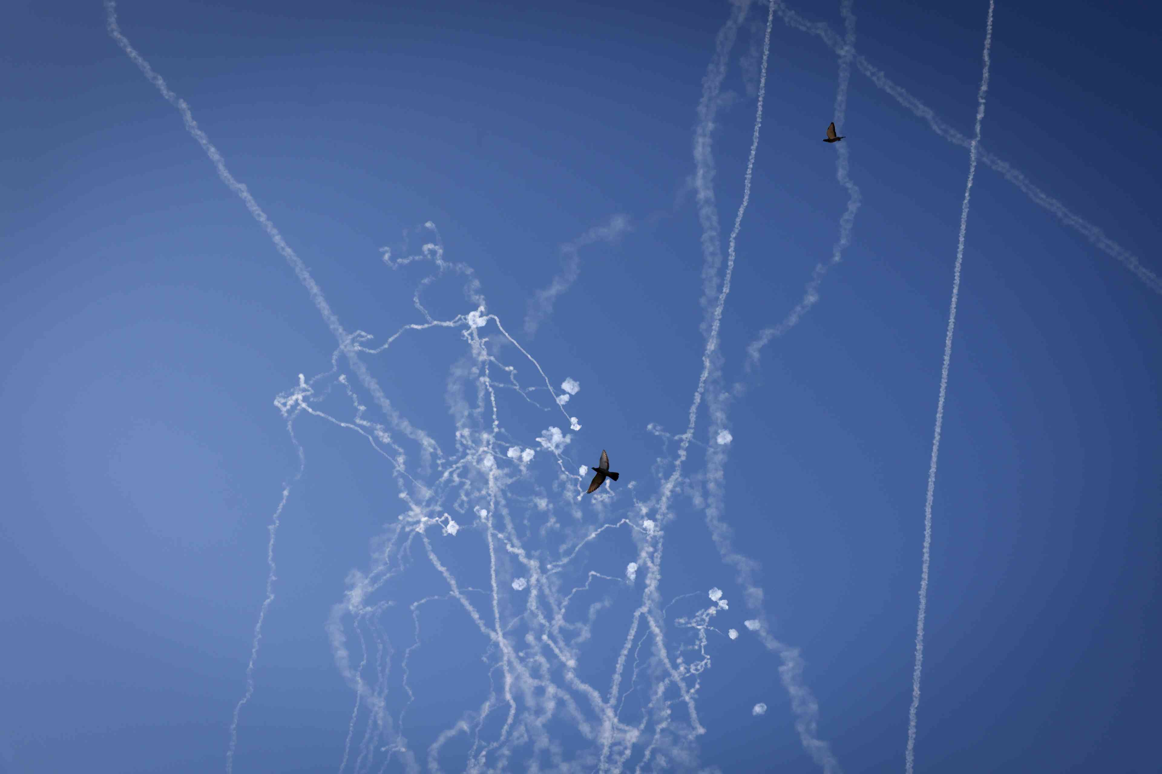 Intercepting Hezbollah rockets. Illustration. background