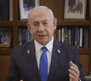 Prime Minister Binyamin Netanyahu. background