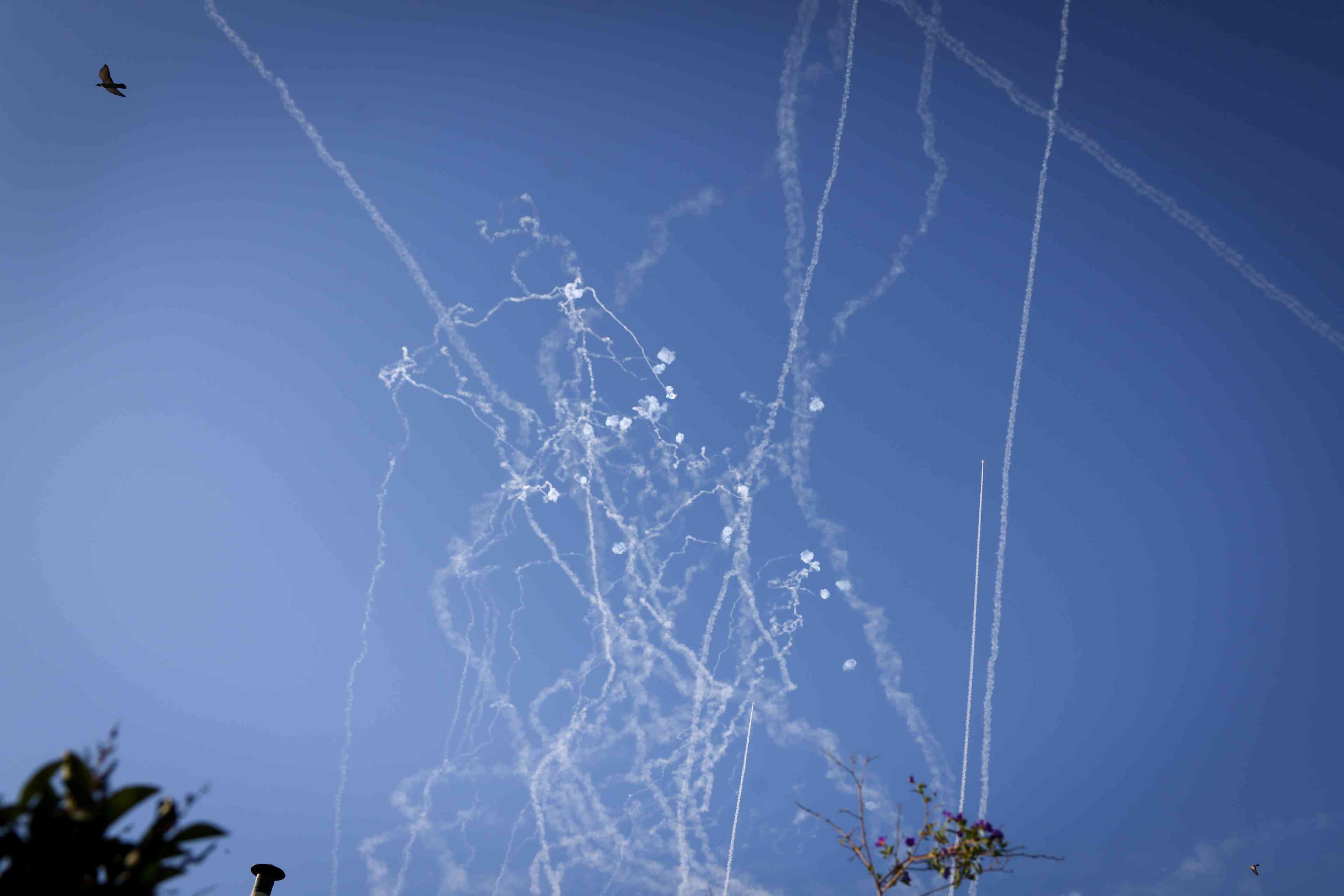 Intercepting Hezbollah rockets. Illustration. background