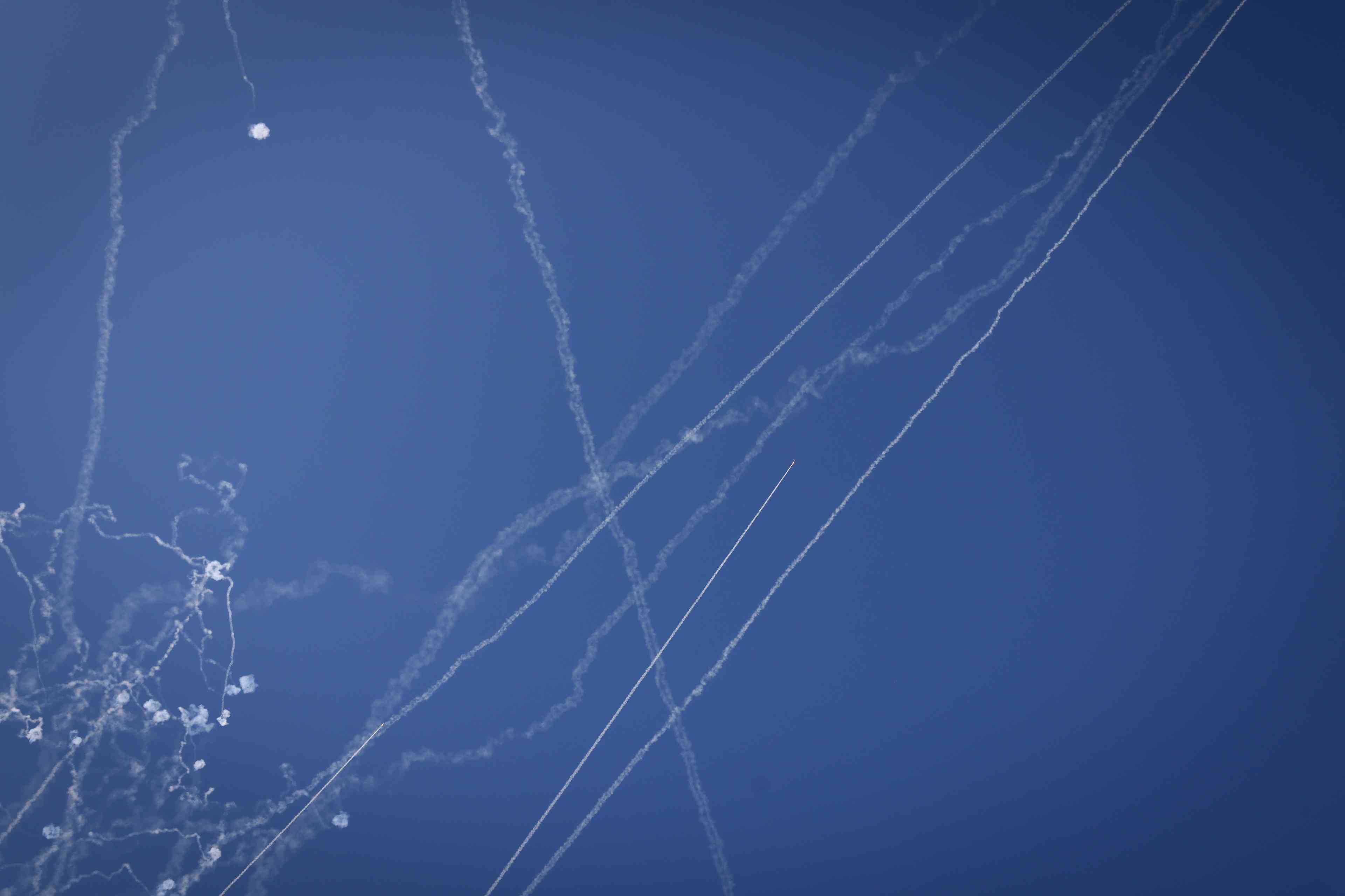 Intercepting Hezbollah rockets. Illustration. background