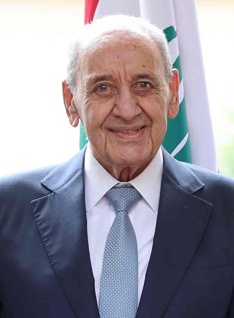 Lebanese Parliamentary Speaker Nabih Berri. background