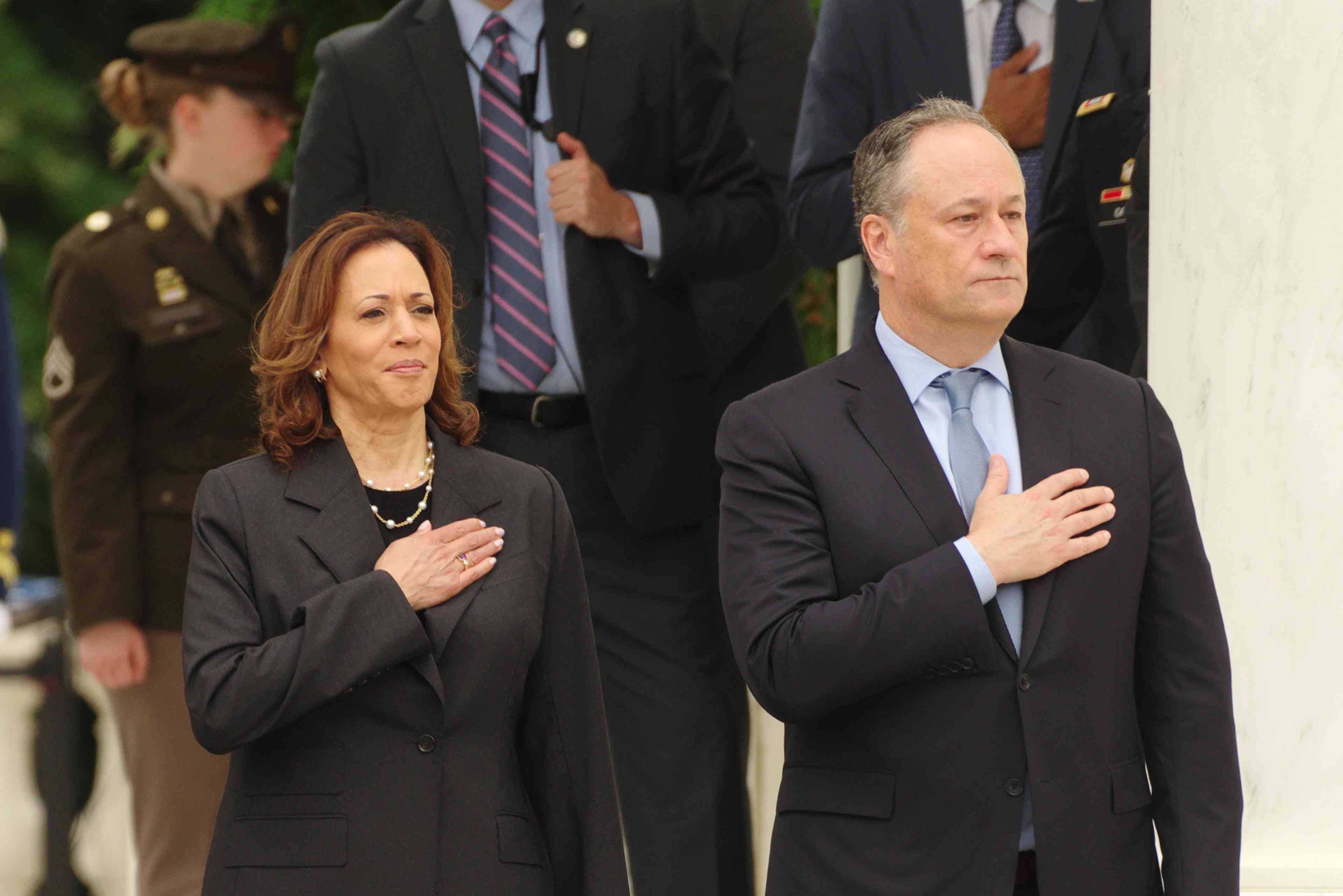 U.S. Vice President Kamala D. Harris and Second Gentleman Doug Emhoff background