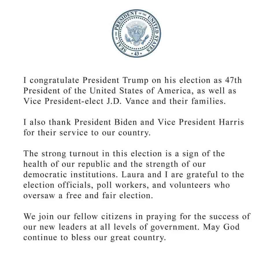 George Bush letter of congratulations. background