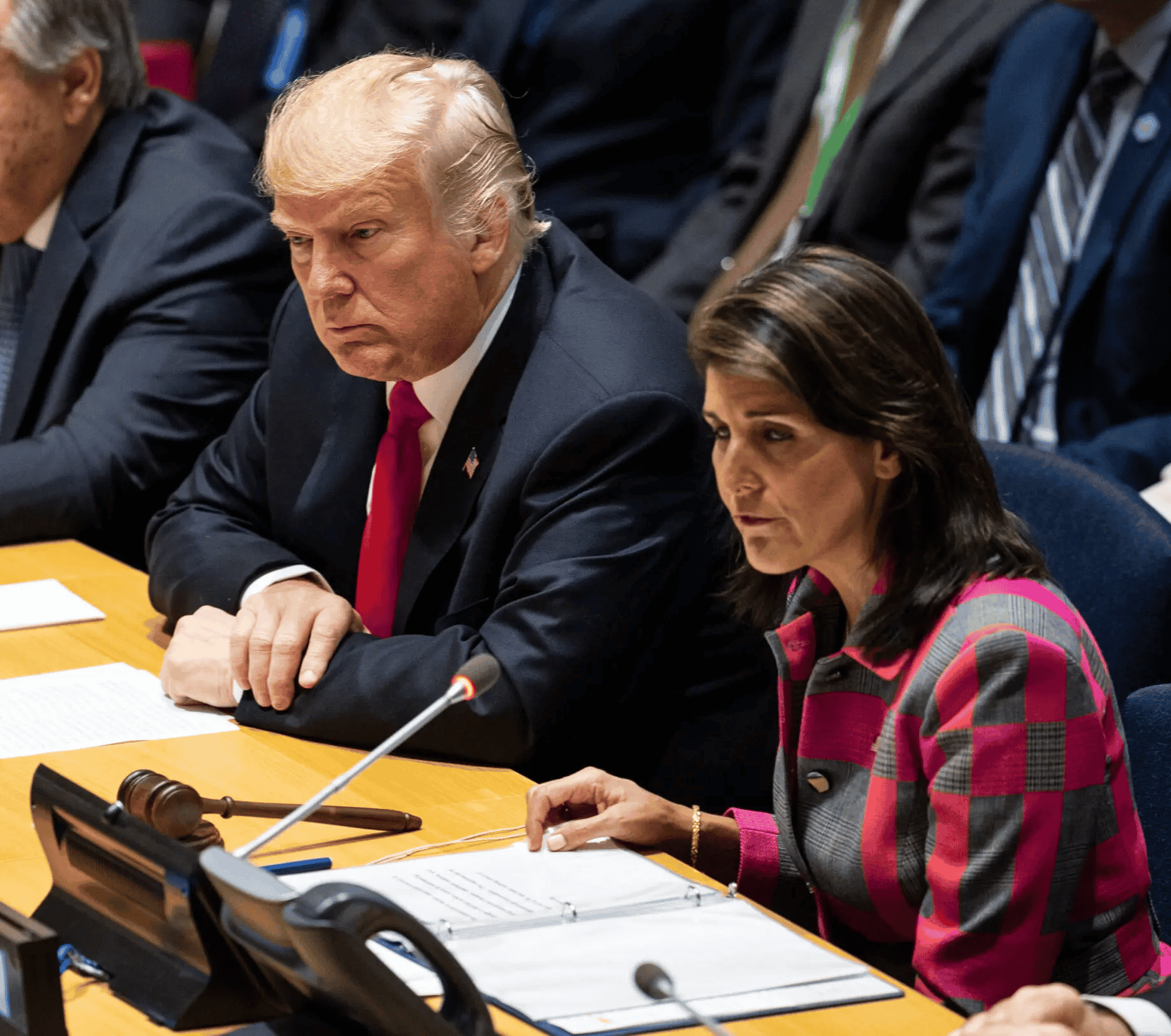 Nikki Haley with Donald Trump background