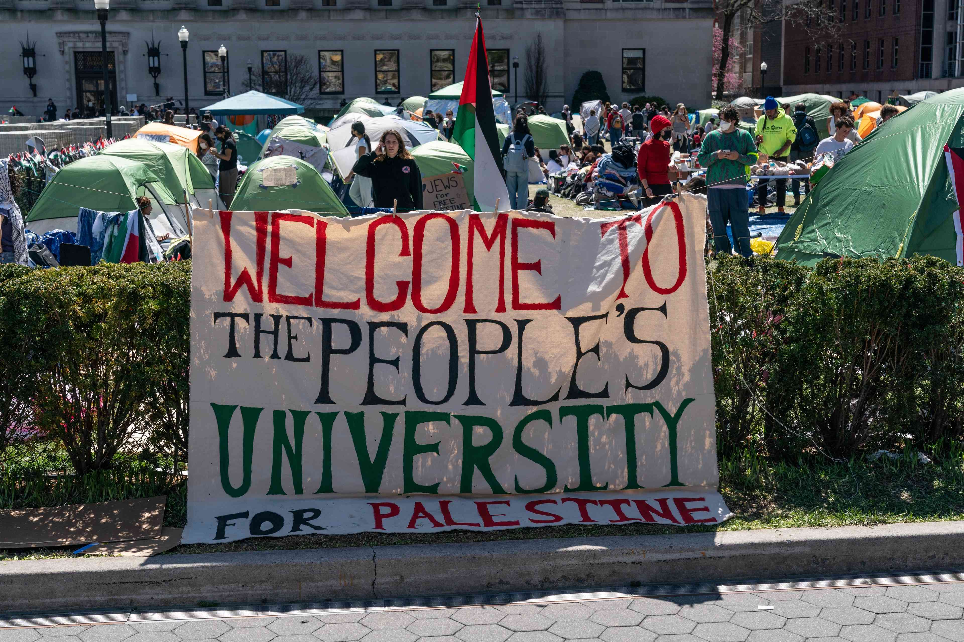 Protest at Columbia University background