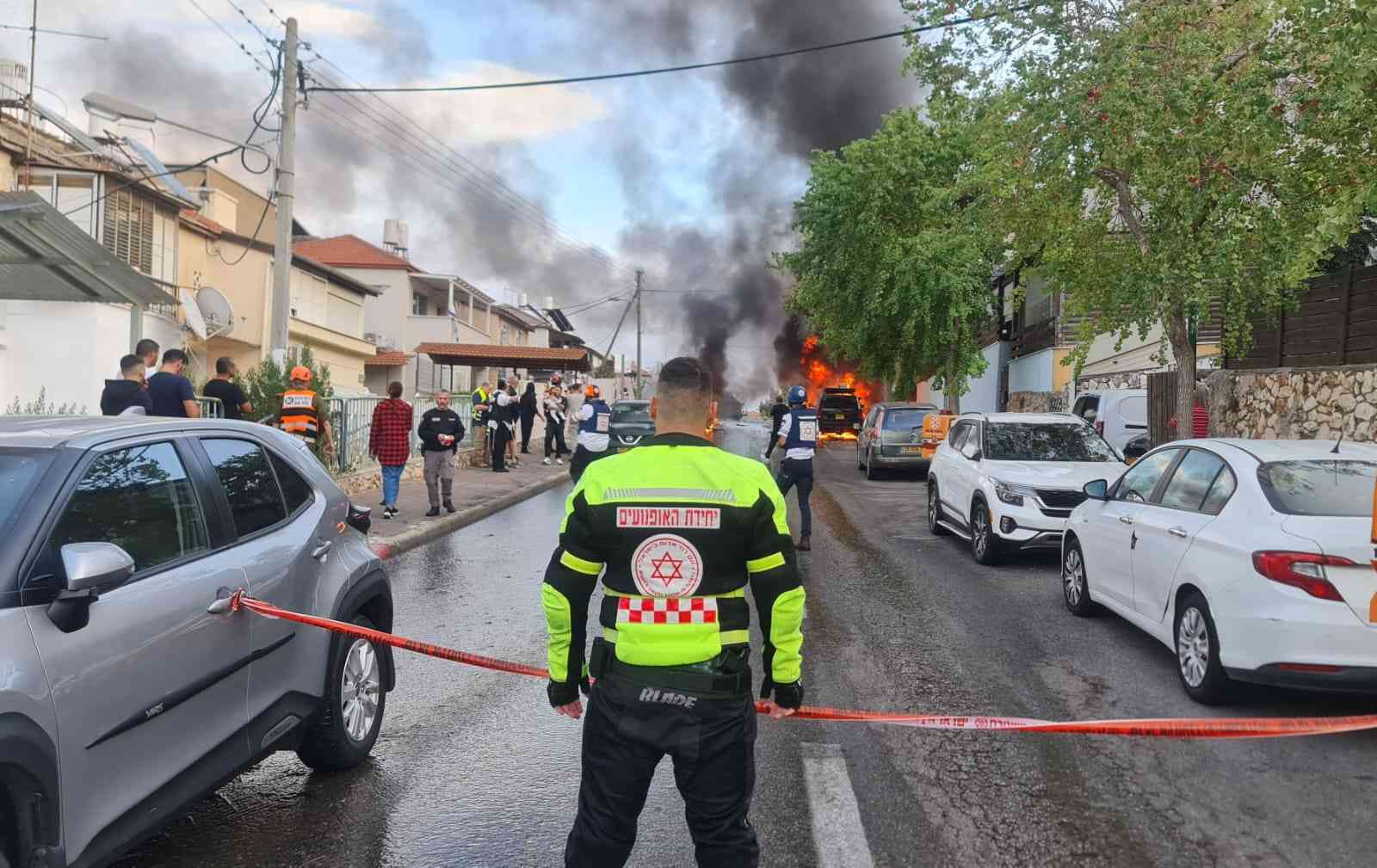 Scene of rocket hit today background