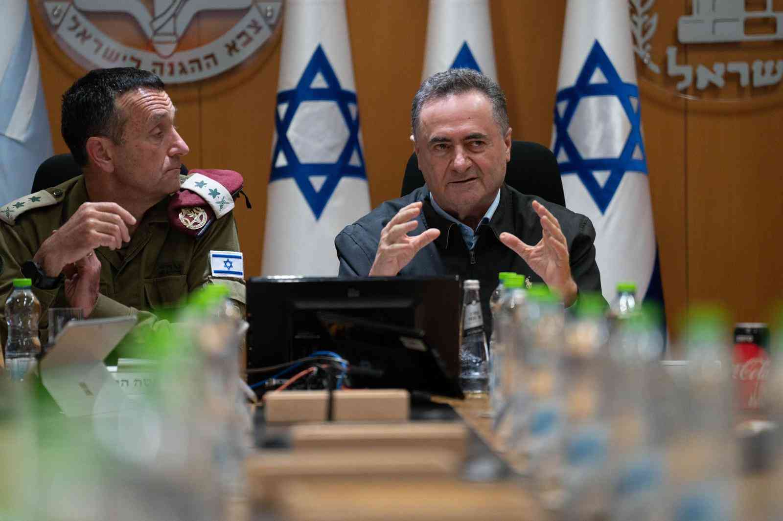 Defense Minister Katz. background