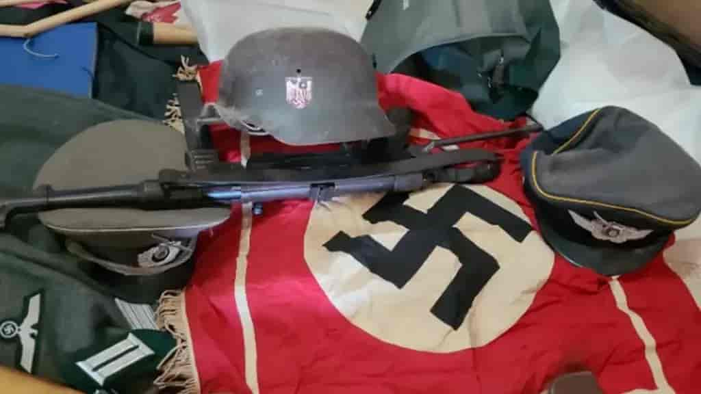 Nazi memorabilia found at the scene by police background