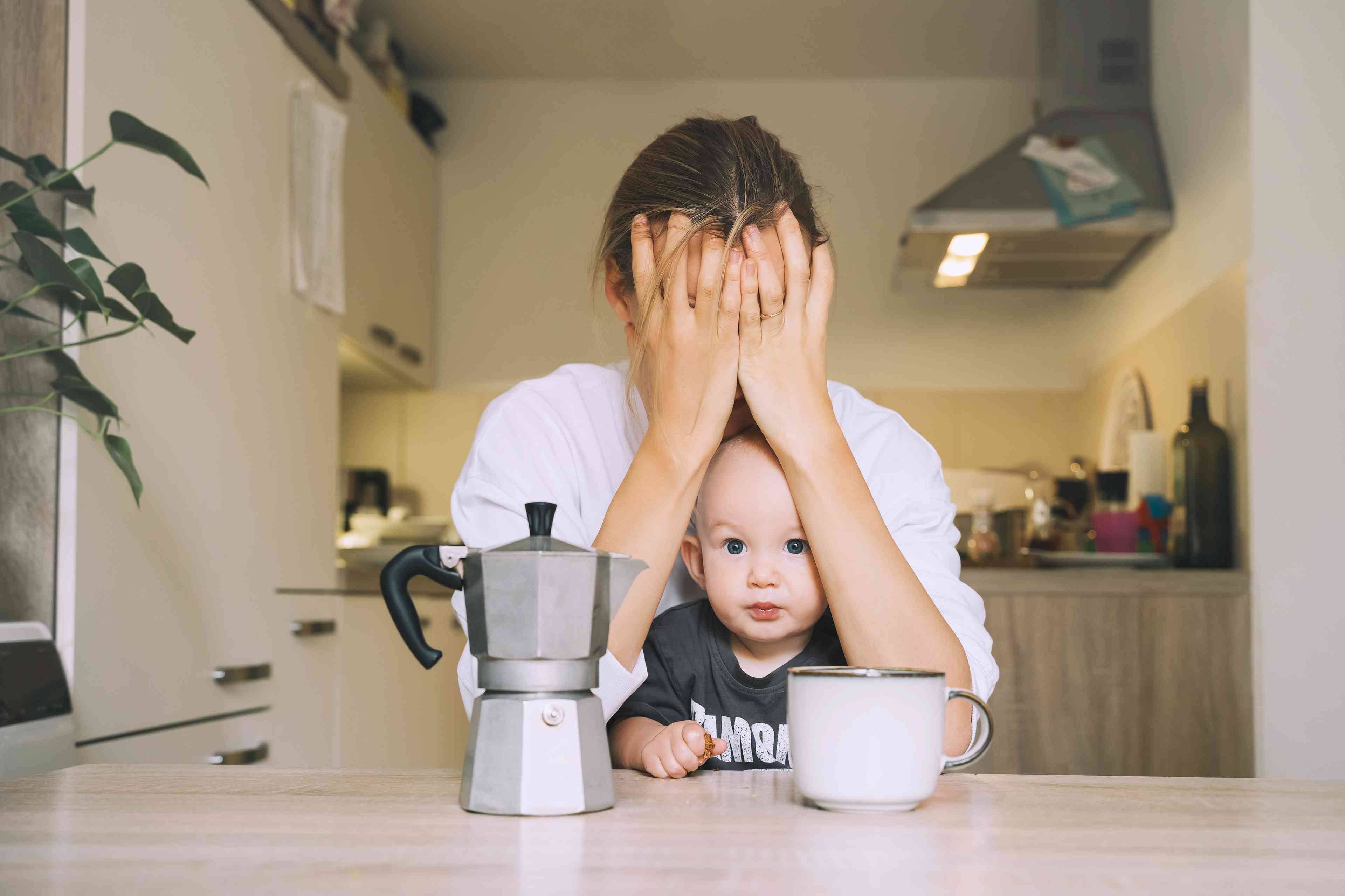 Illustrative: Tired mother background