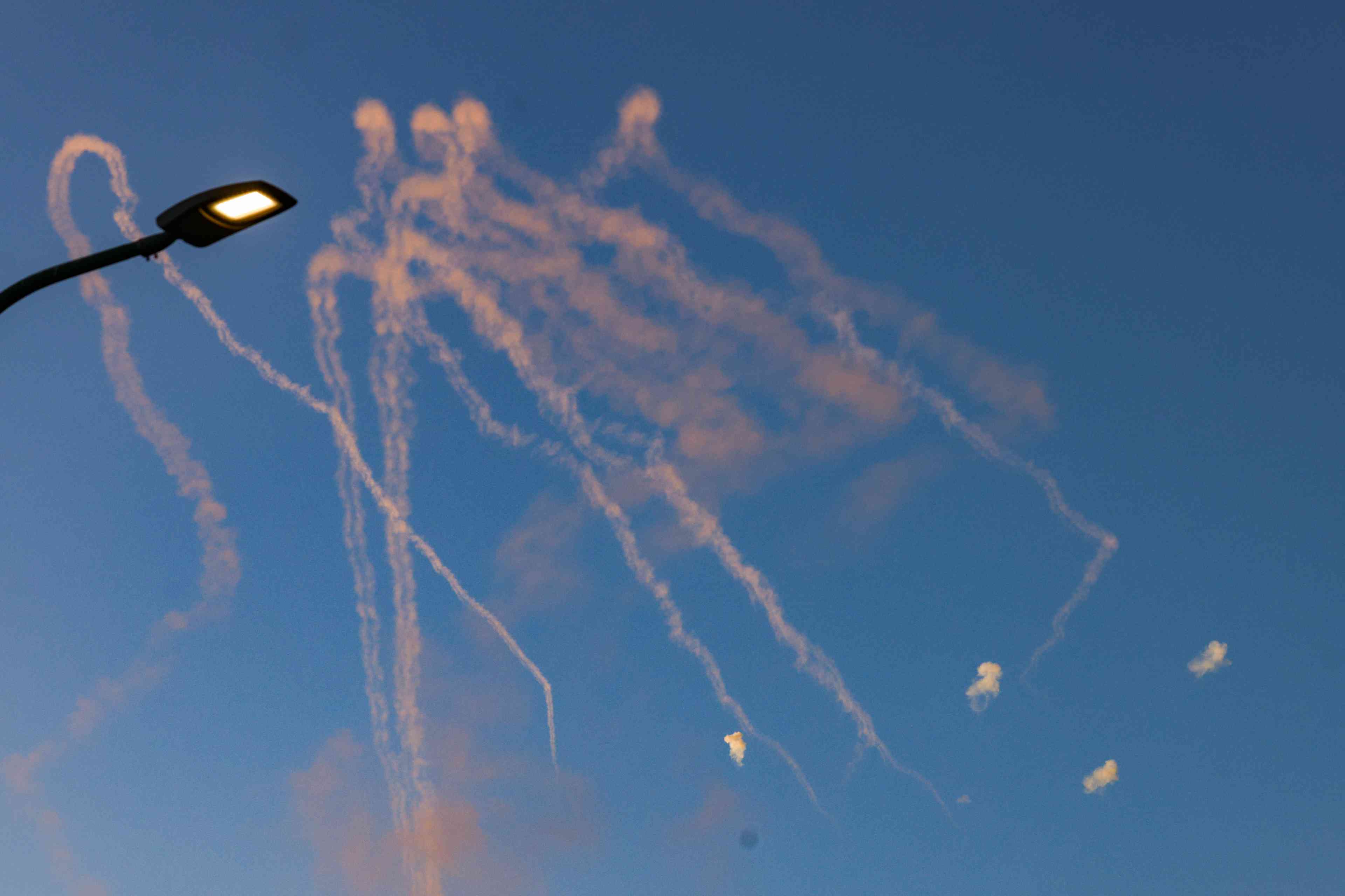 Intercepting Hezbollah rockets. Illustration. background