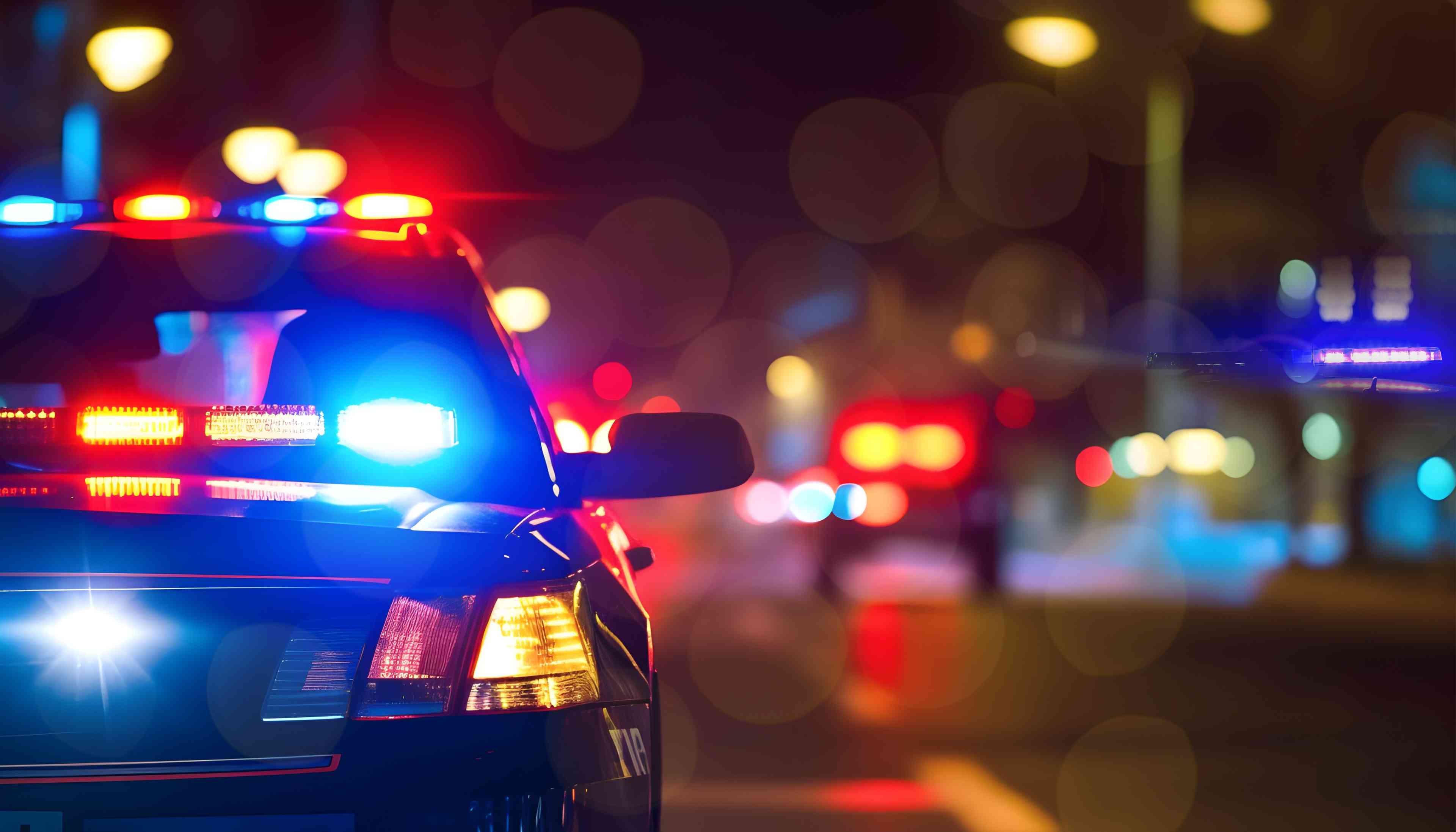 Police cars at night background