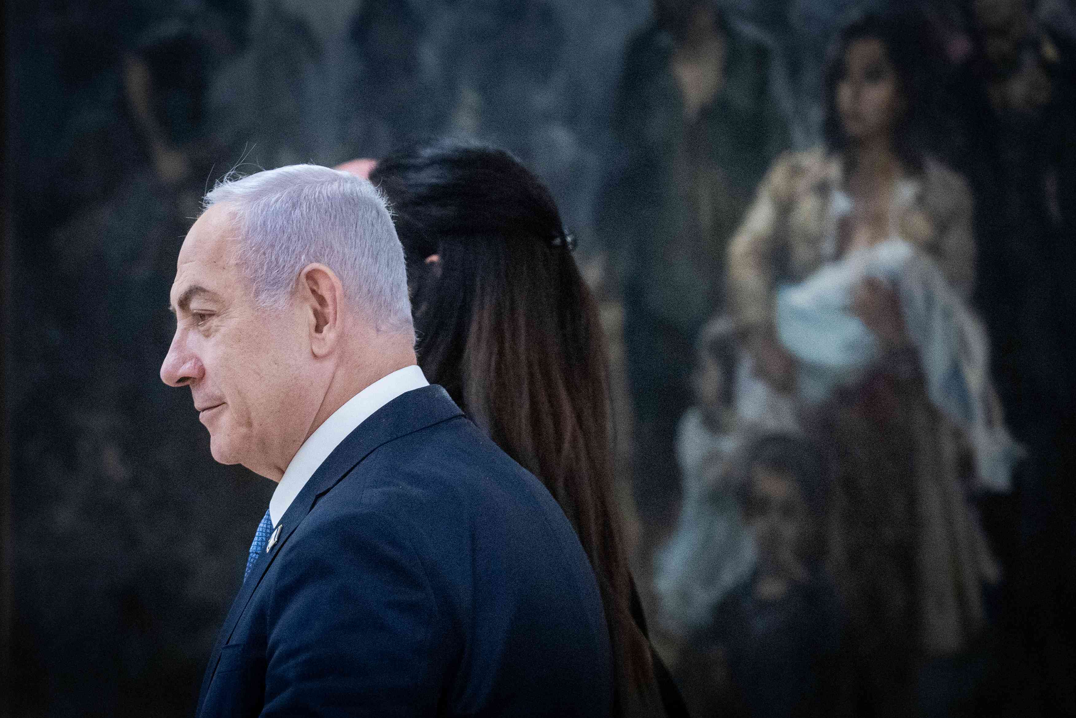 Prime Minister Binyamin Netanyahu. background