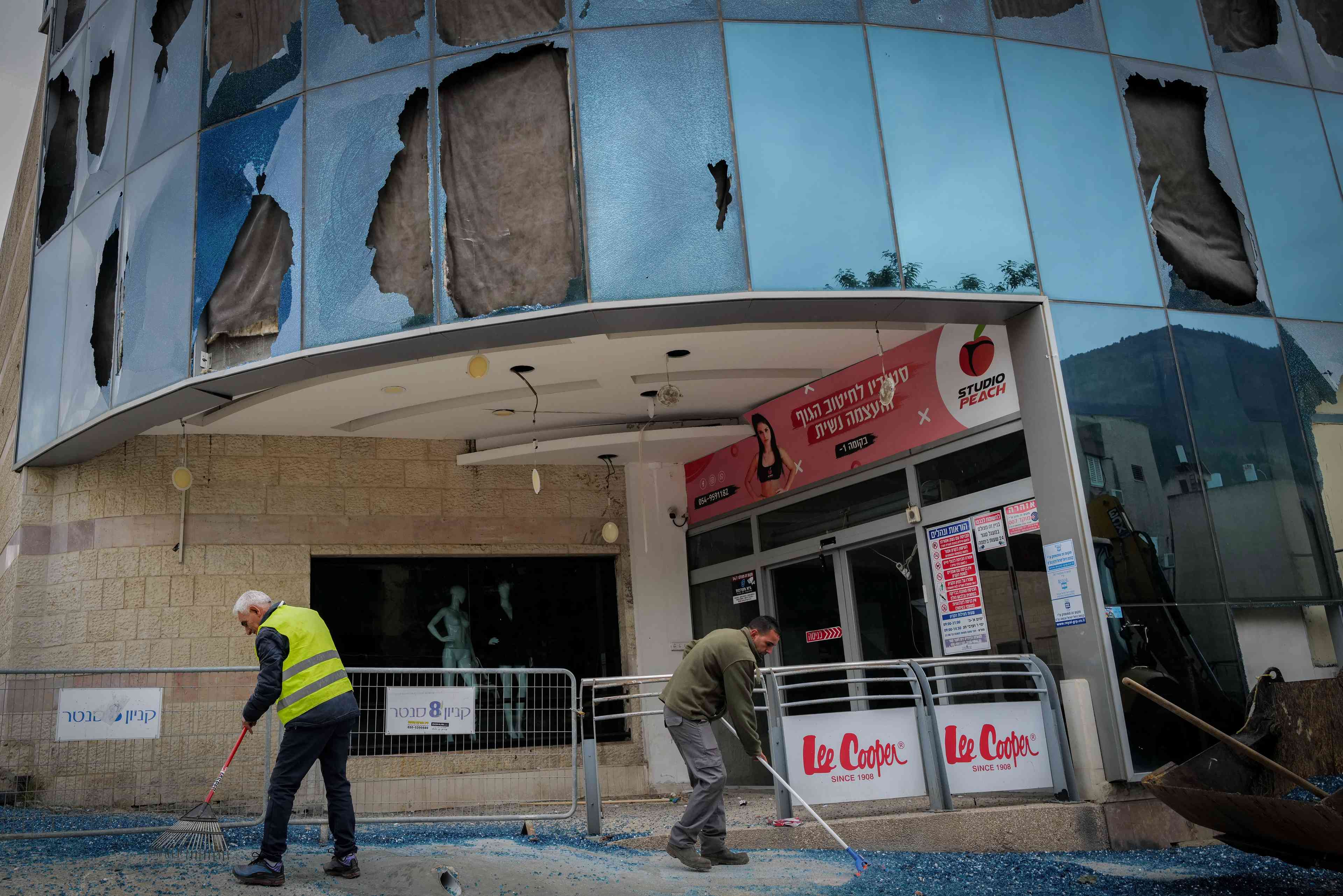 Kiryat Shmonah central bus station following a rocket attack. background