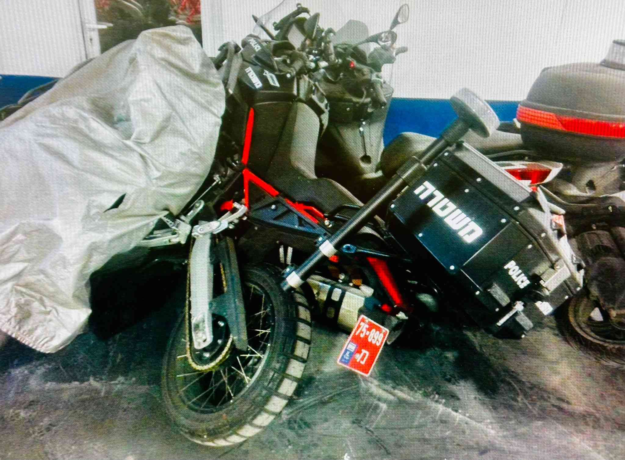 The damaged police bikes in the bizarre incident