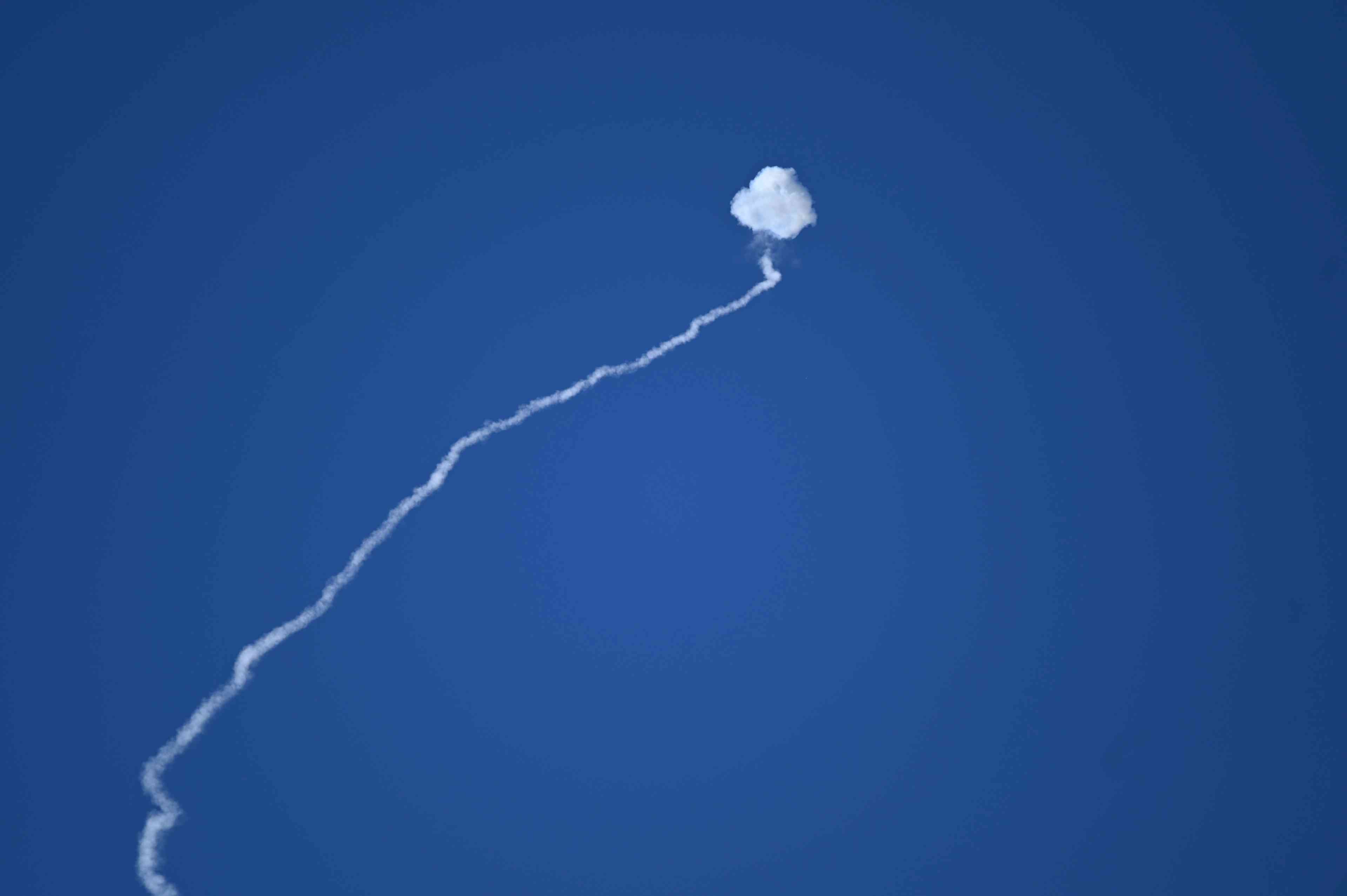 Intercepted rocket. Illustration. background