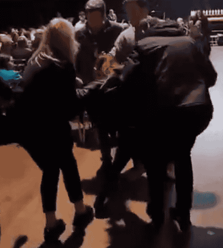 Jewish woman being dragged out of Holocaust memorial event in Ireland background